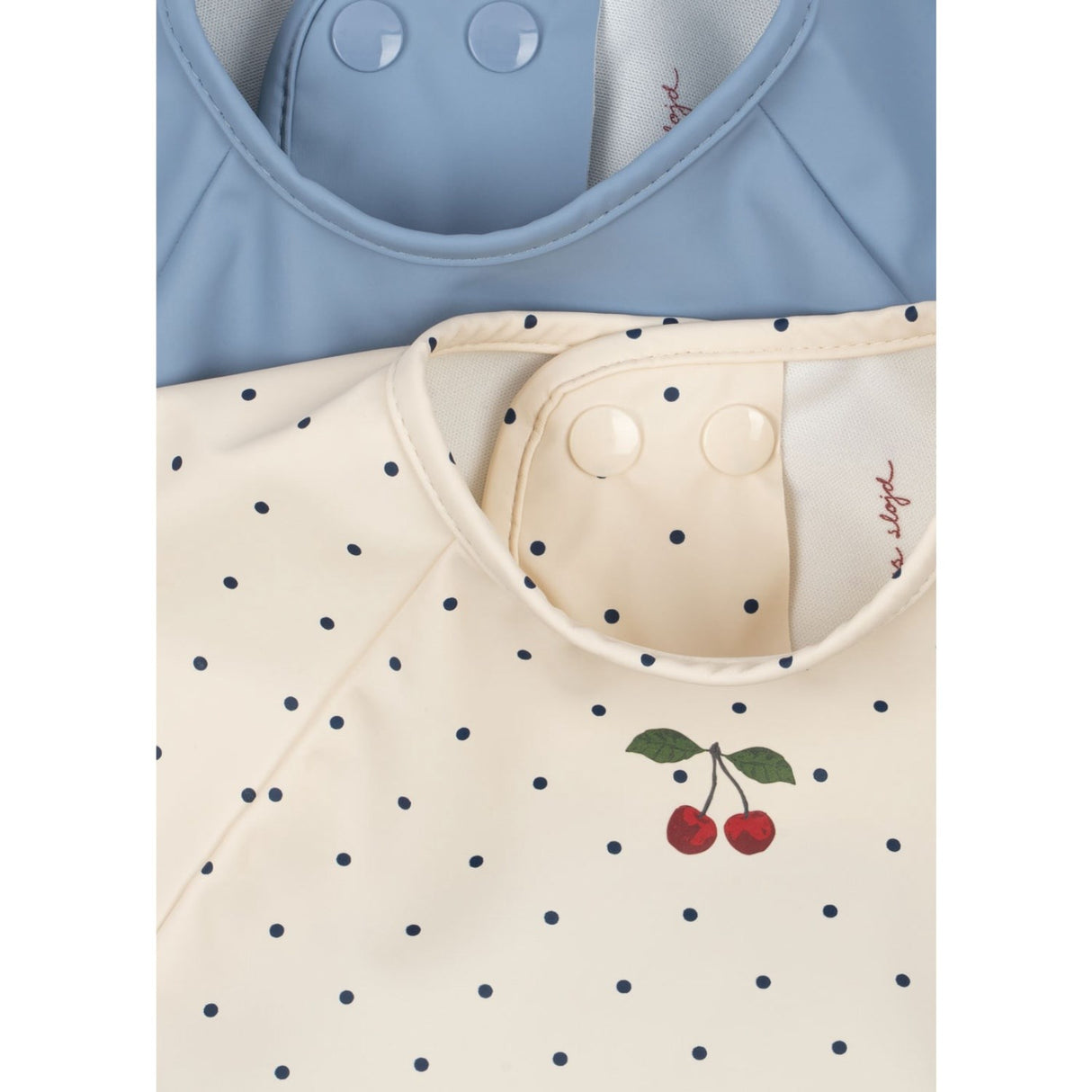 Konges Sløjd Navy Dot/Rain Washed 2 Pack Dinner Bib With Sleeves