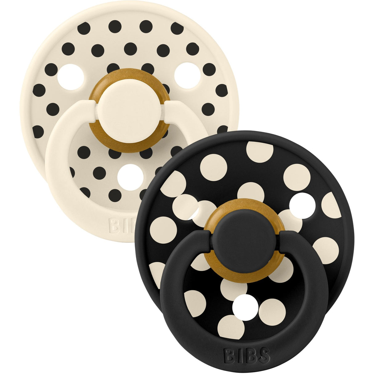 Bibs Ivory/Black Pacifier Studio Colour 2-Pack Polka Latex