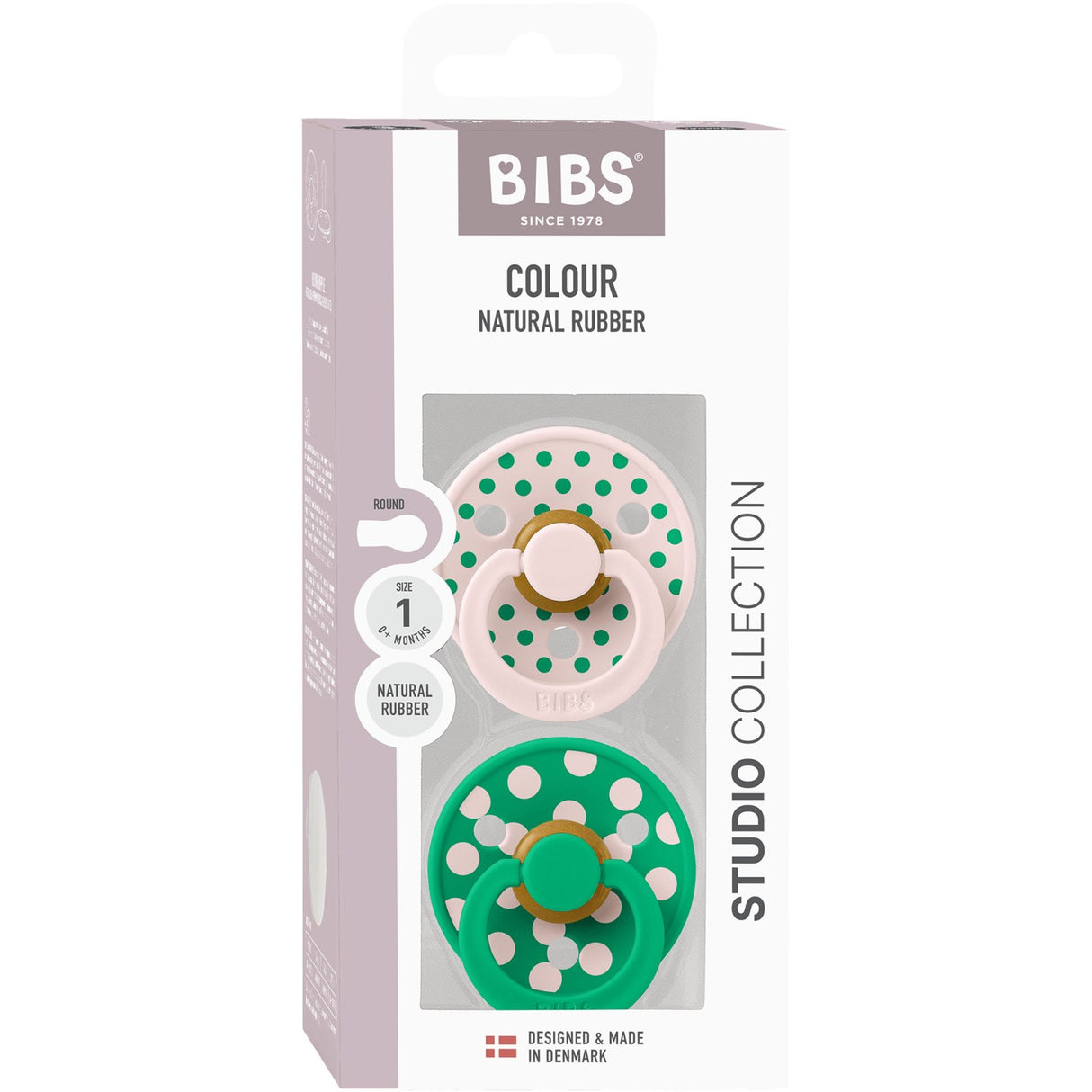 Bibs Petal/Cactus Pacifier Studio Colour 2-Pack Polka Latex