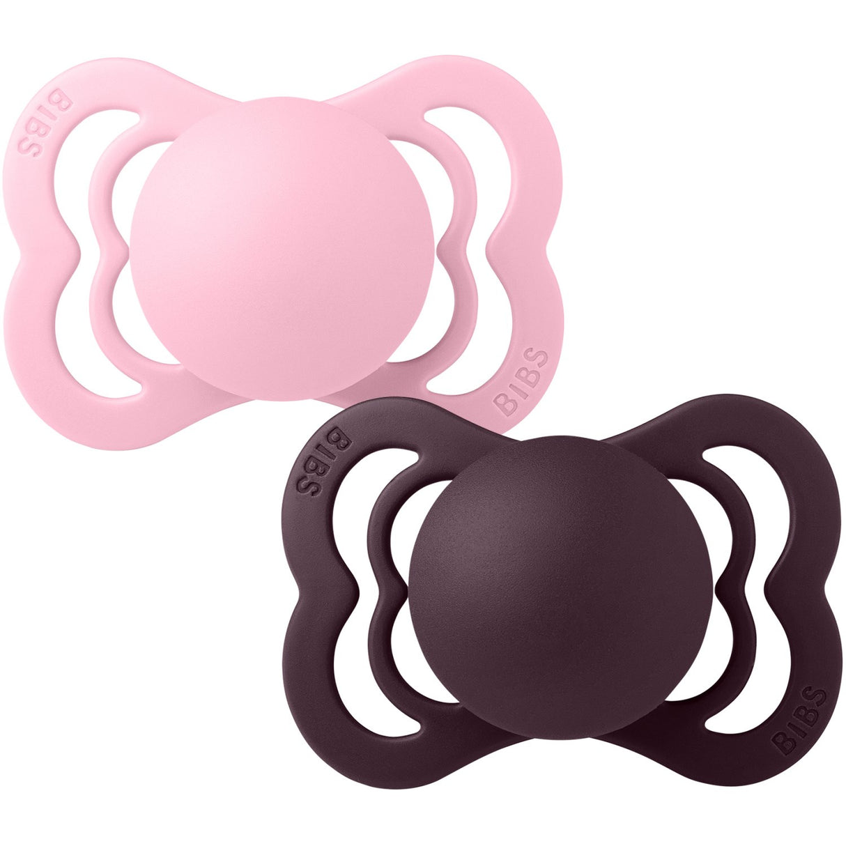 Bibs Baby Pink/Plum Pacifier Supreme 2-Pack Silicone