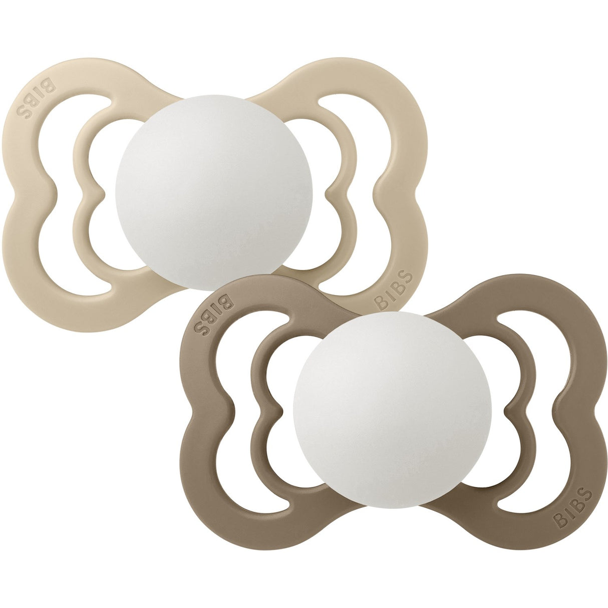 Bibs Vanilla Glow/Dark Oak Glow Pacifier Supreme 2-Pack Silicone