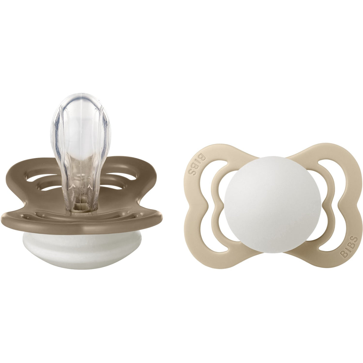 Bibs Vanilla Glow/Dark Oak Glow Pacifier Supreme 2-Pack Silicone