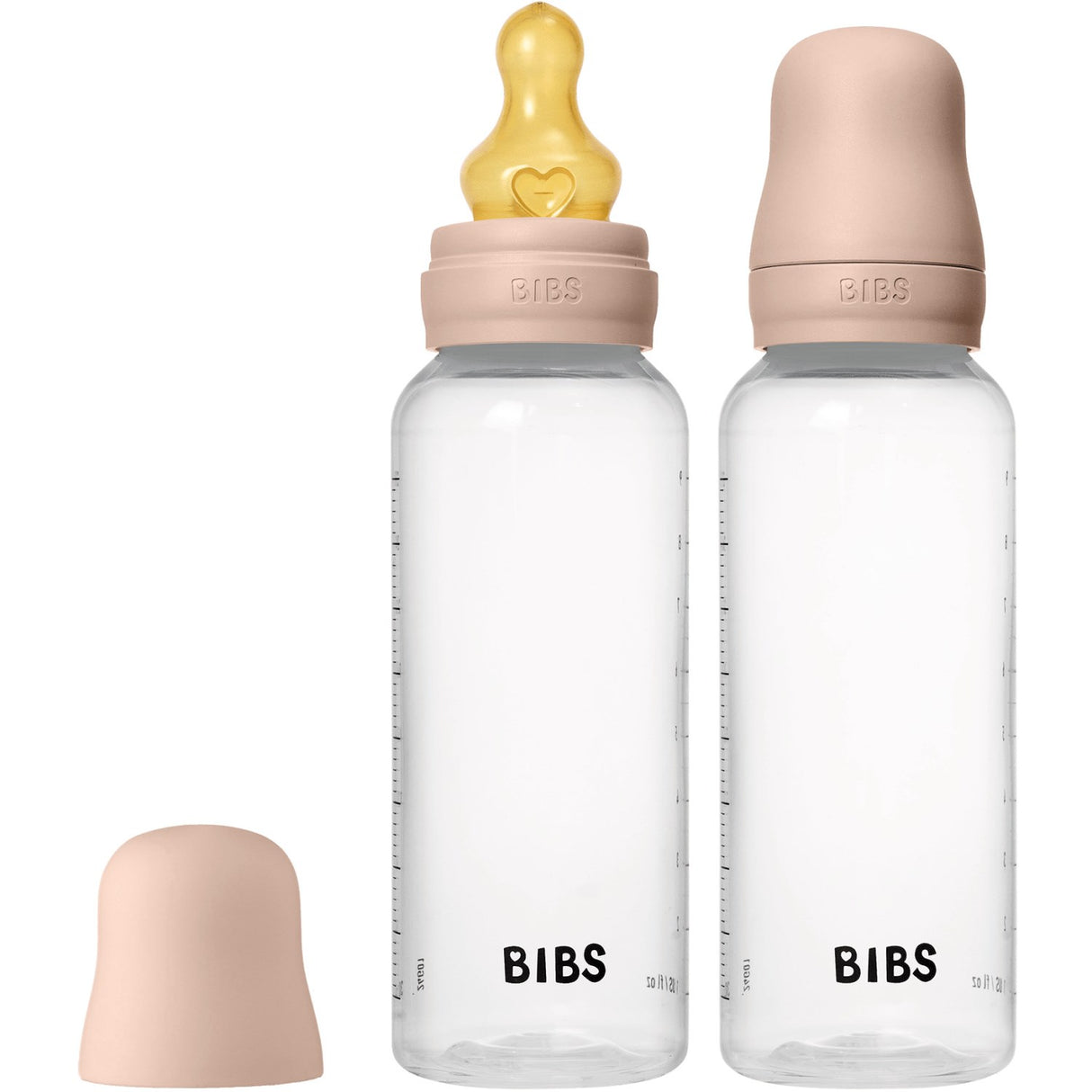 Bibs Blush Baby Bottle Round Latex 2-Pack 270 Ml Medium Flow