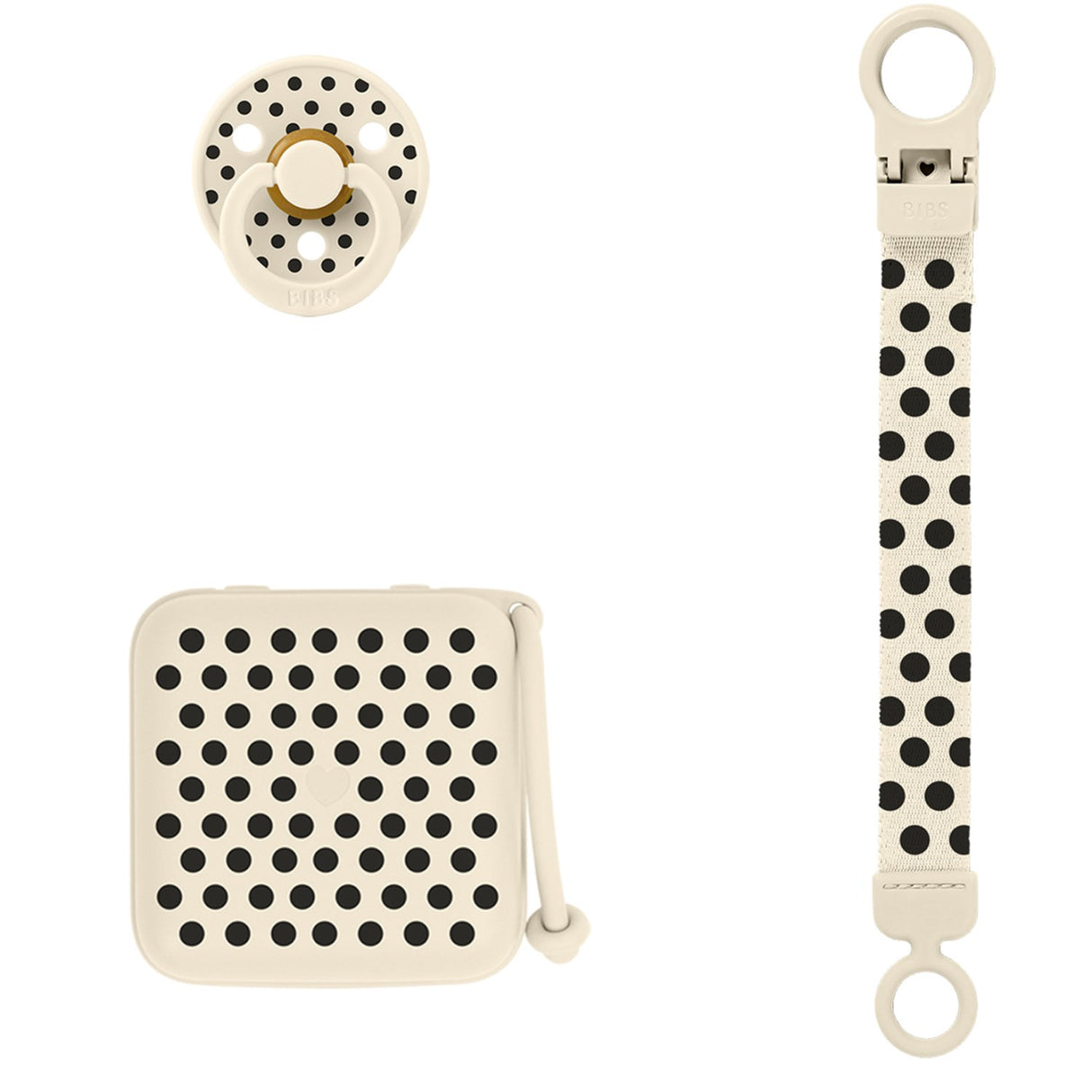 Bibs Ivory Black Gift Set Polka Soothe & Go Latex