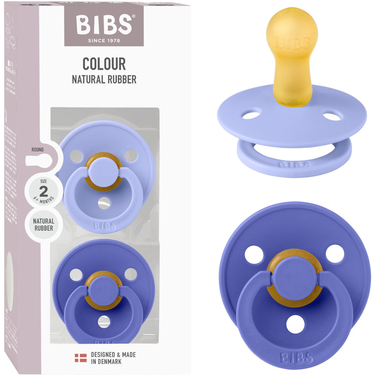 Bibs Hush/Grape Pacifier Colour 2-Pack Latex