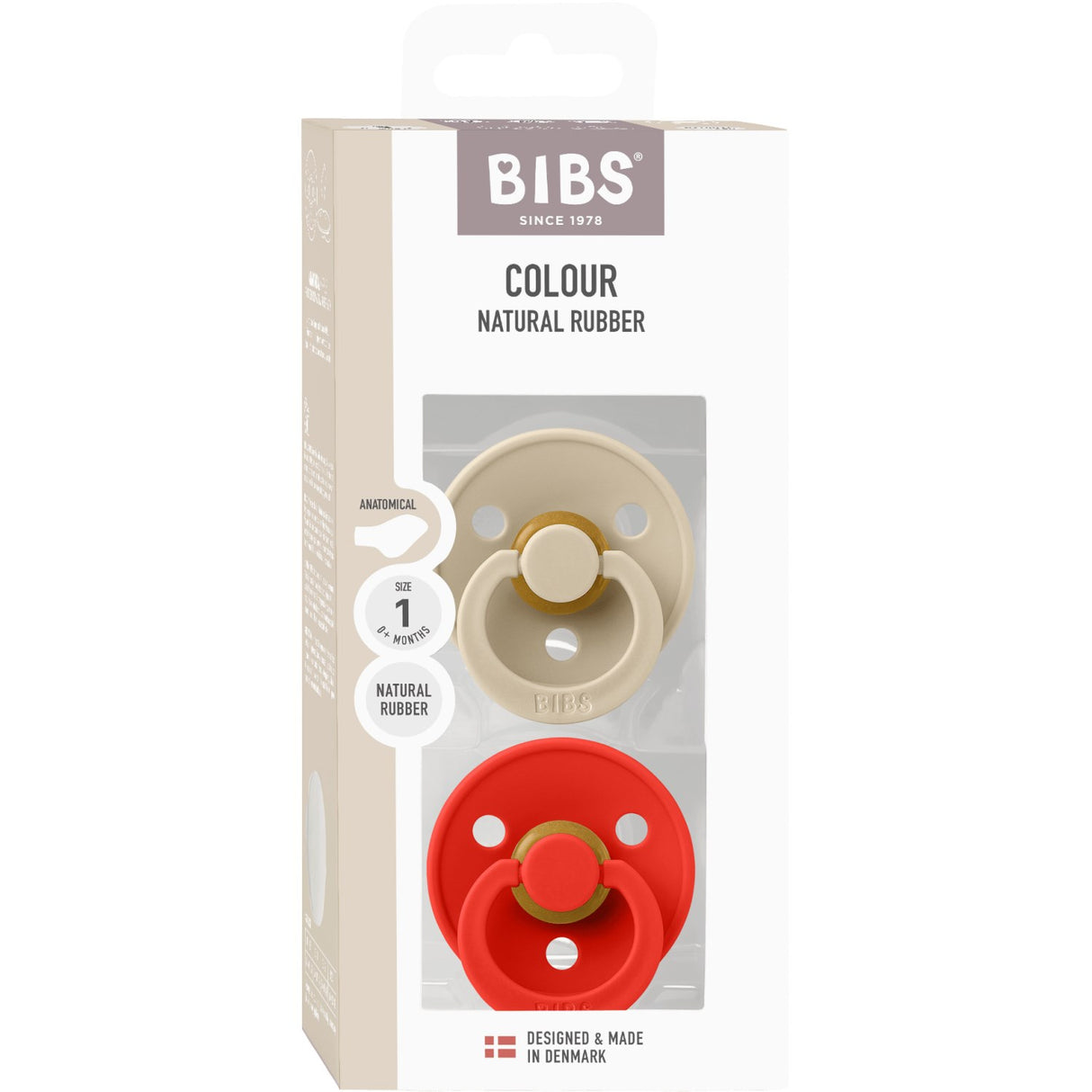 Bibs Vanilla/Candy Apple Pacifier Colour 2-Pack Anatomical Latex