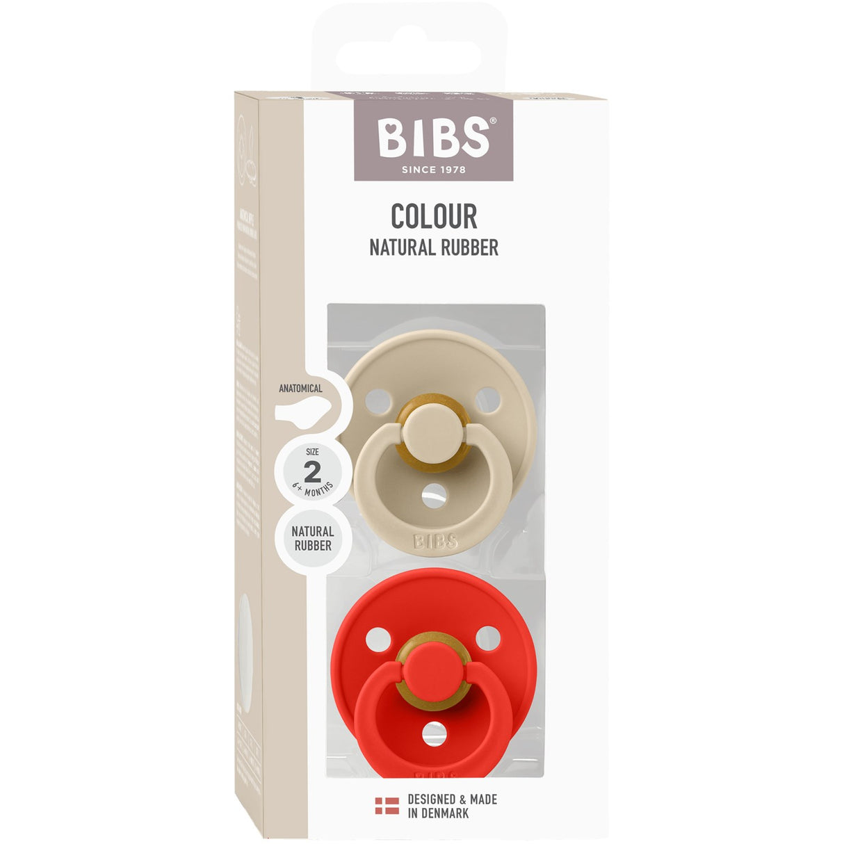 Bibs Vanilla/Candy Apple Pacifier Colour 2-Pack Anatomical Latex