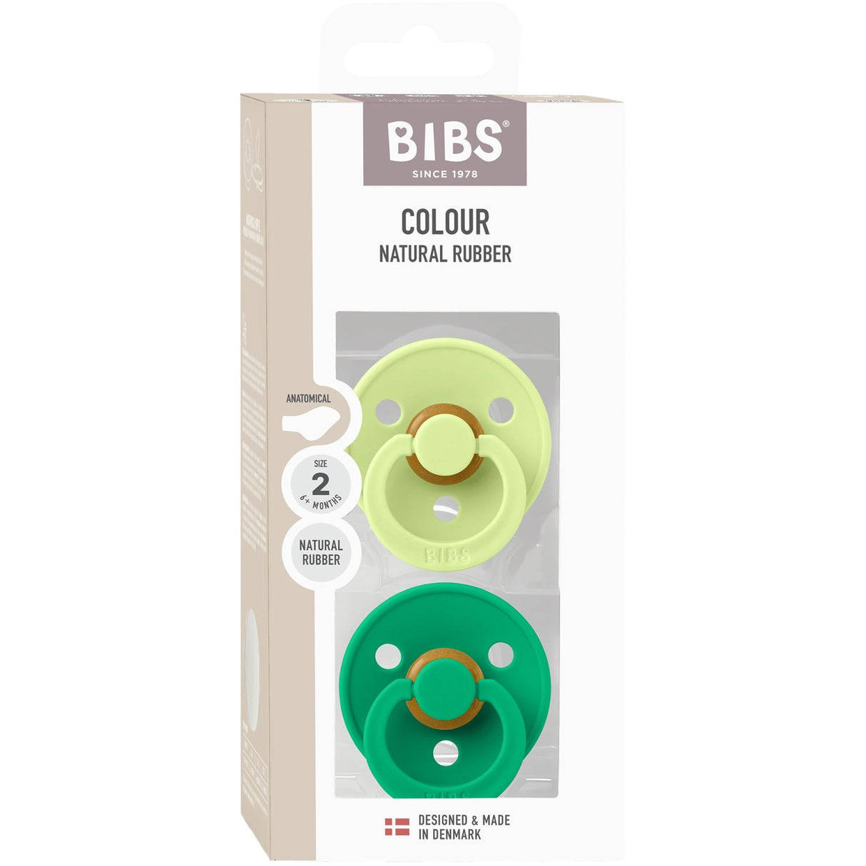 Bibs Matcha/Cactus Pacifier Colour 2-Pack Anatomical Latex