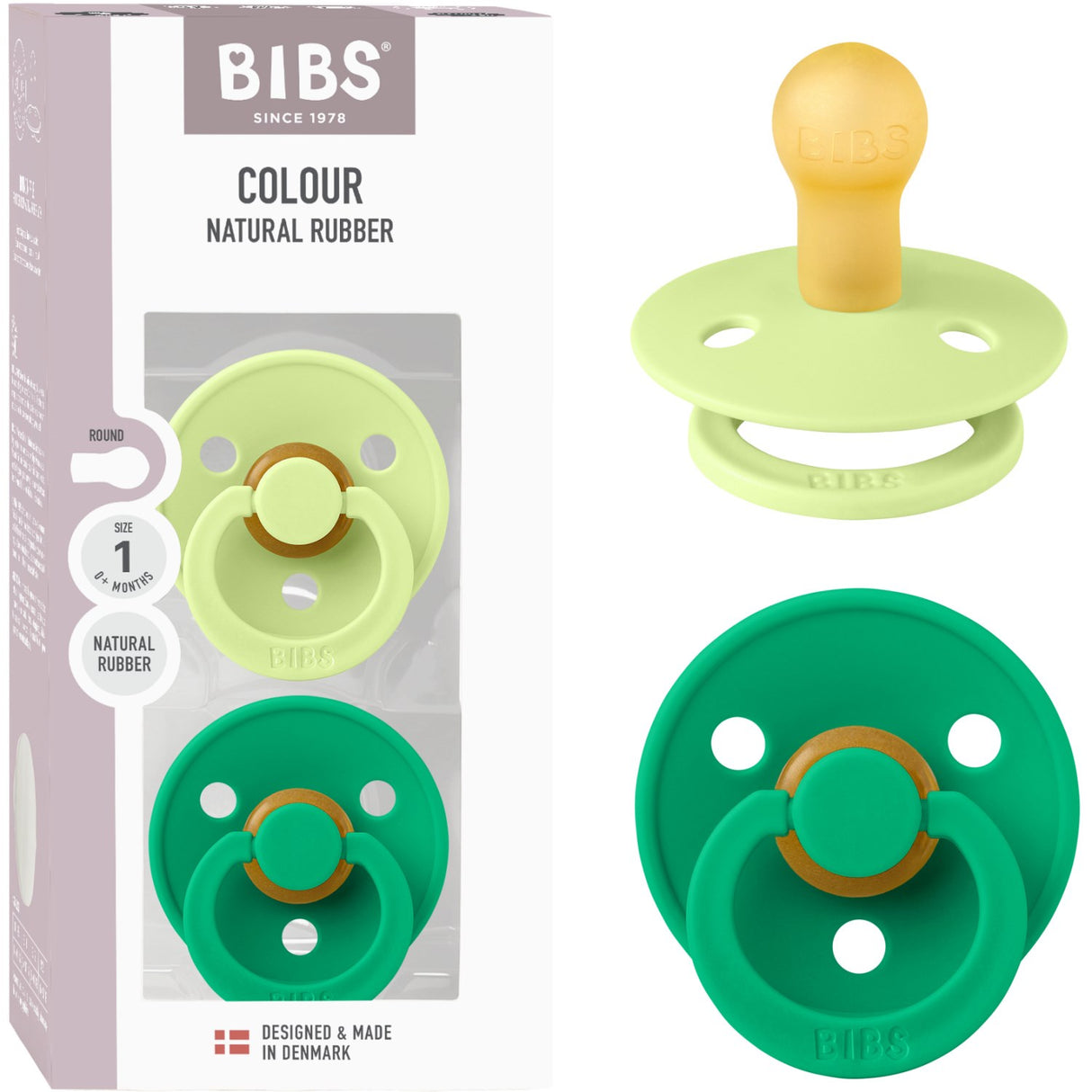 Bibs Matcha/Cactus Pacifier Colour 2-Pack Latex
