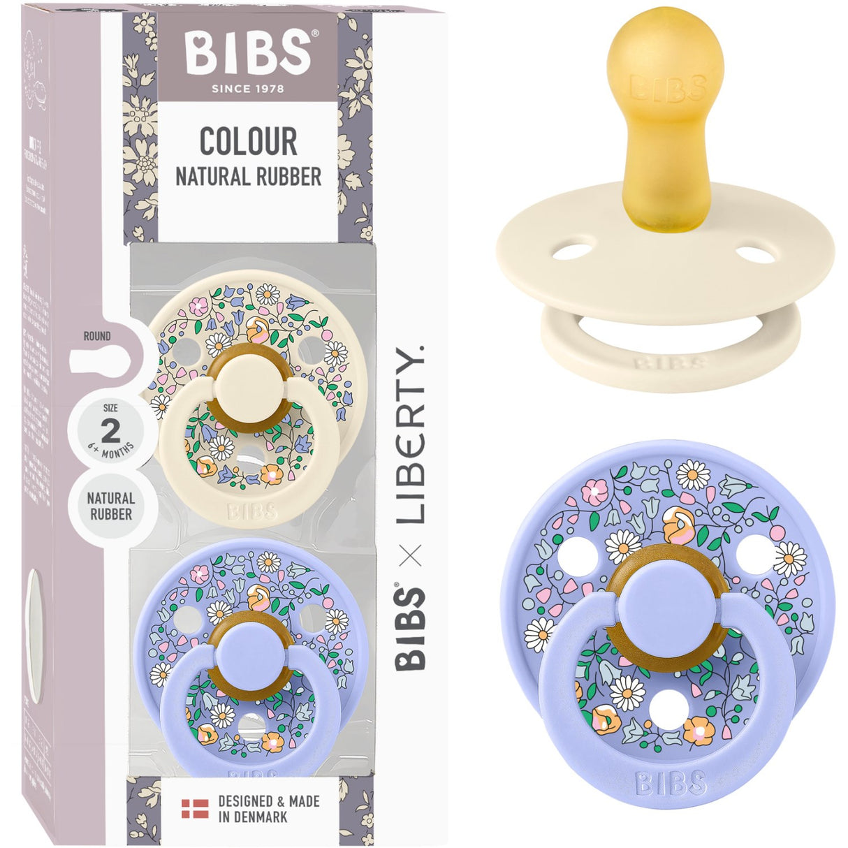 Bibs X Liberty Ivory Mix Pacifier Colour 2-Pack Chloe Meadow Latex