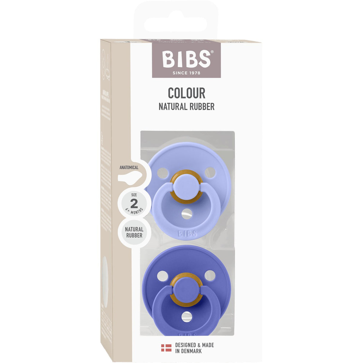 Bibs Hush/Grape Pacifier Colour 2-Pack Anatomical Latex