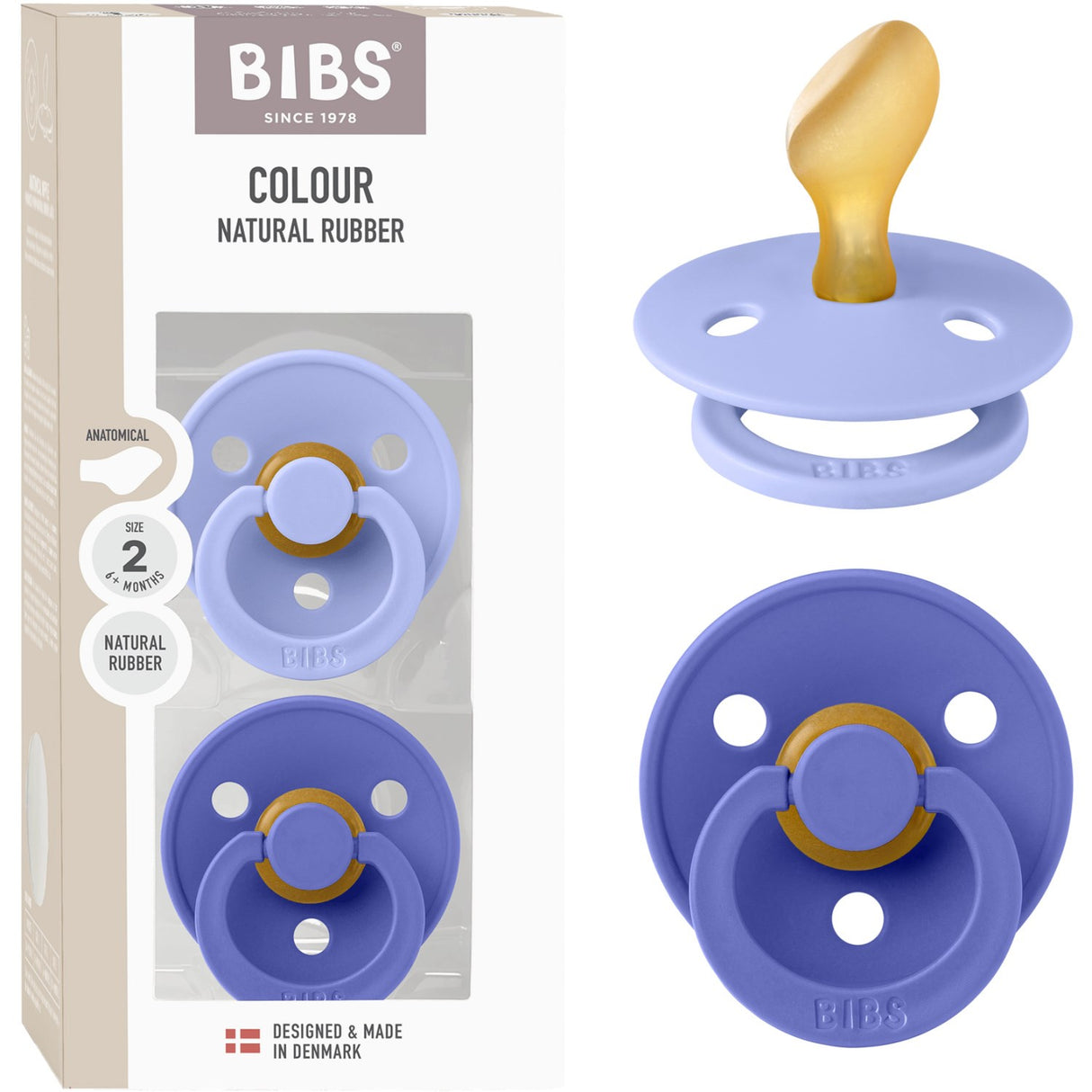 Bibs Hush/Grape Pacifier Colour 2-Pack Anatomical Latex
