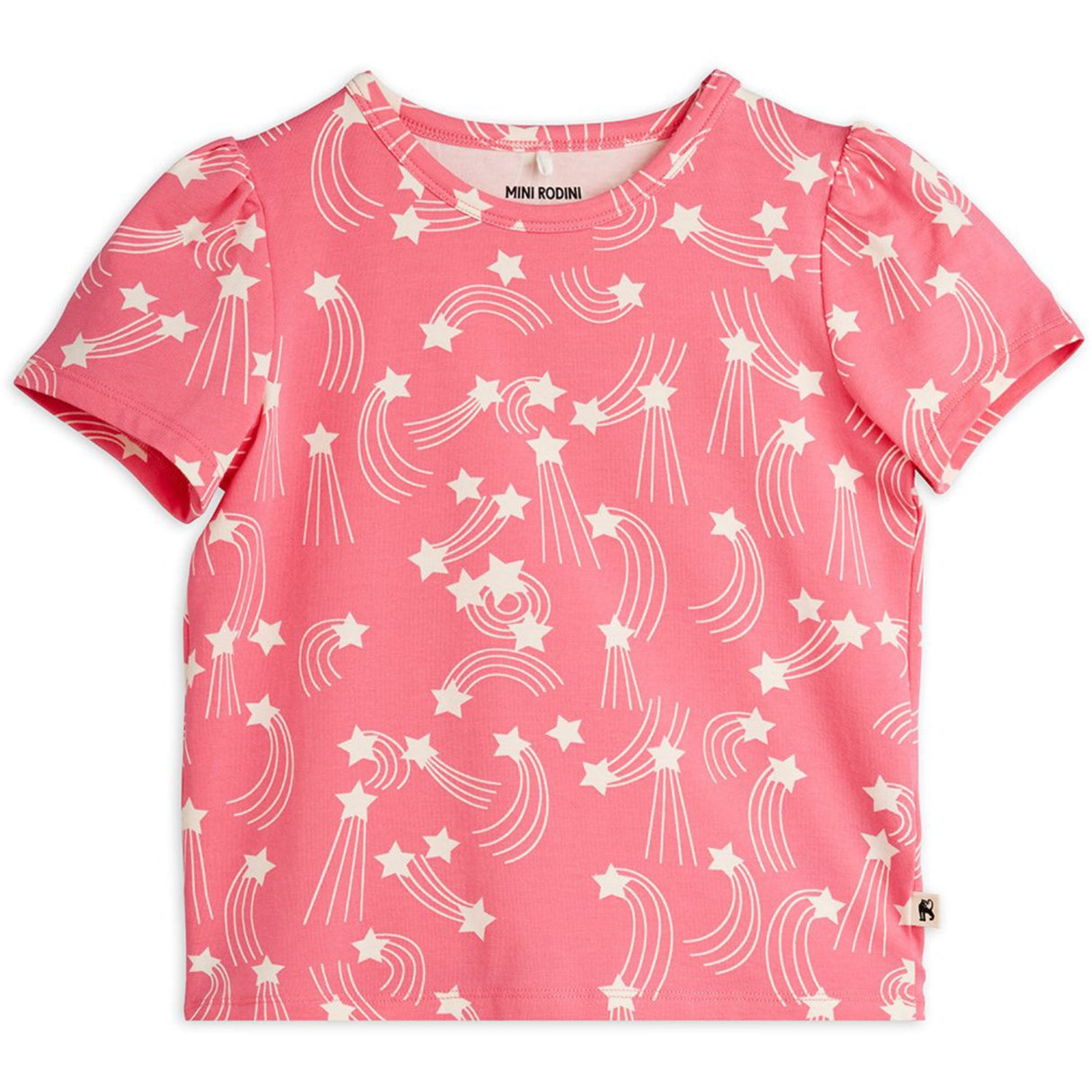 Mini Rodini Pink Starfall AOP Puff Sleeve Ss Top