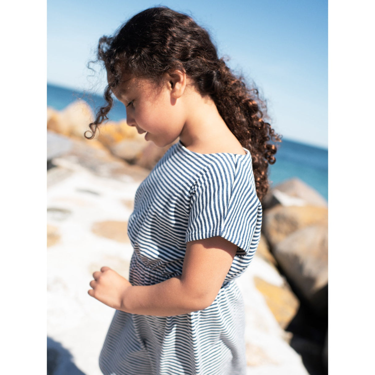 Serendipity Navy/Offwhite Beach Dress Stripe