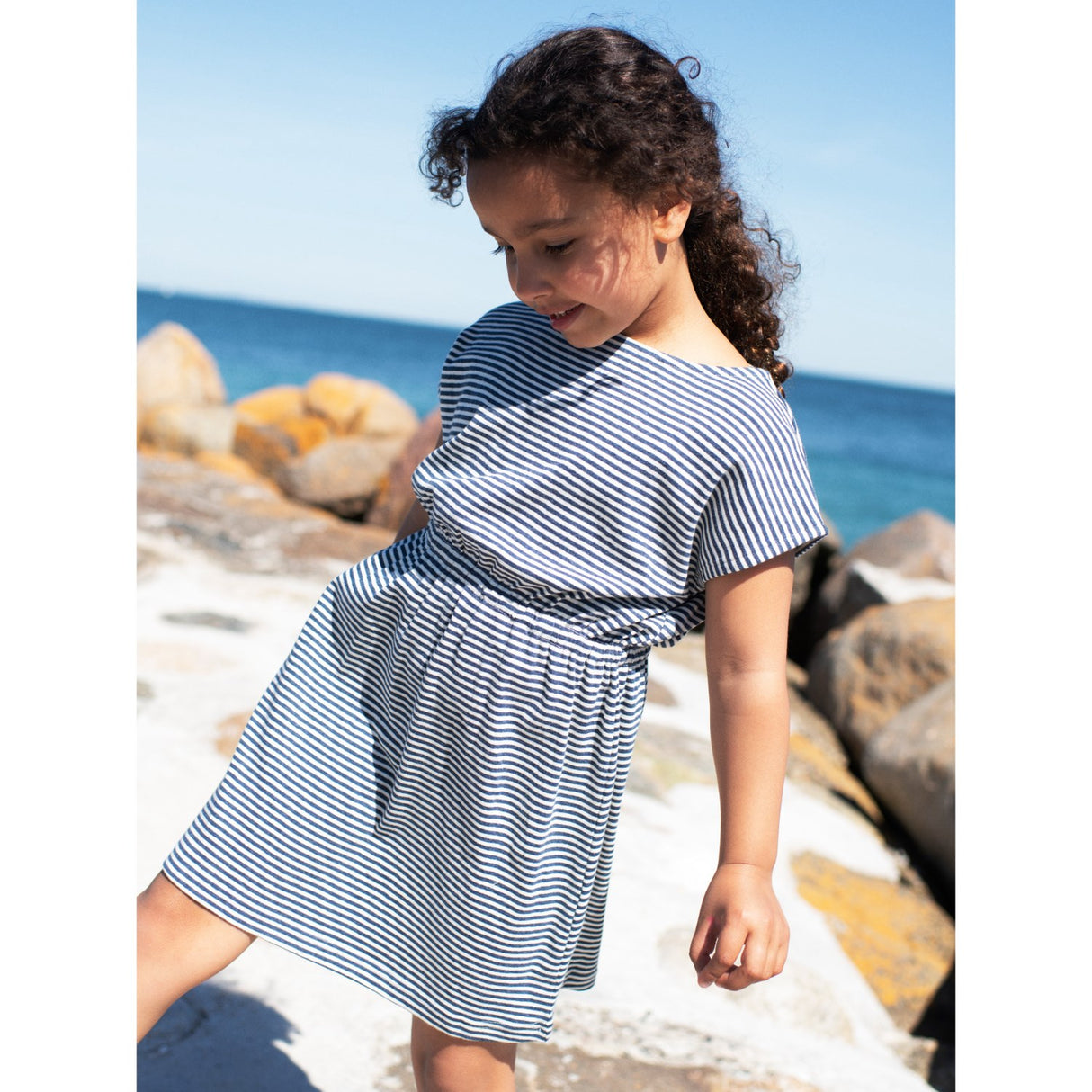 Serendipity Navy/Offwhite Beach Dress Stripe