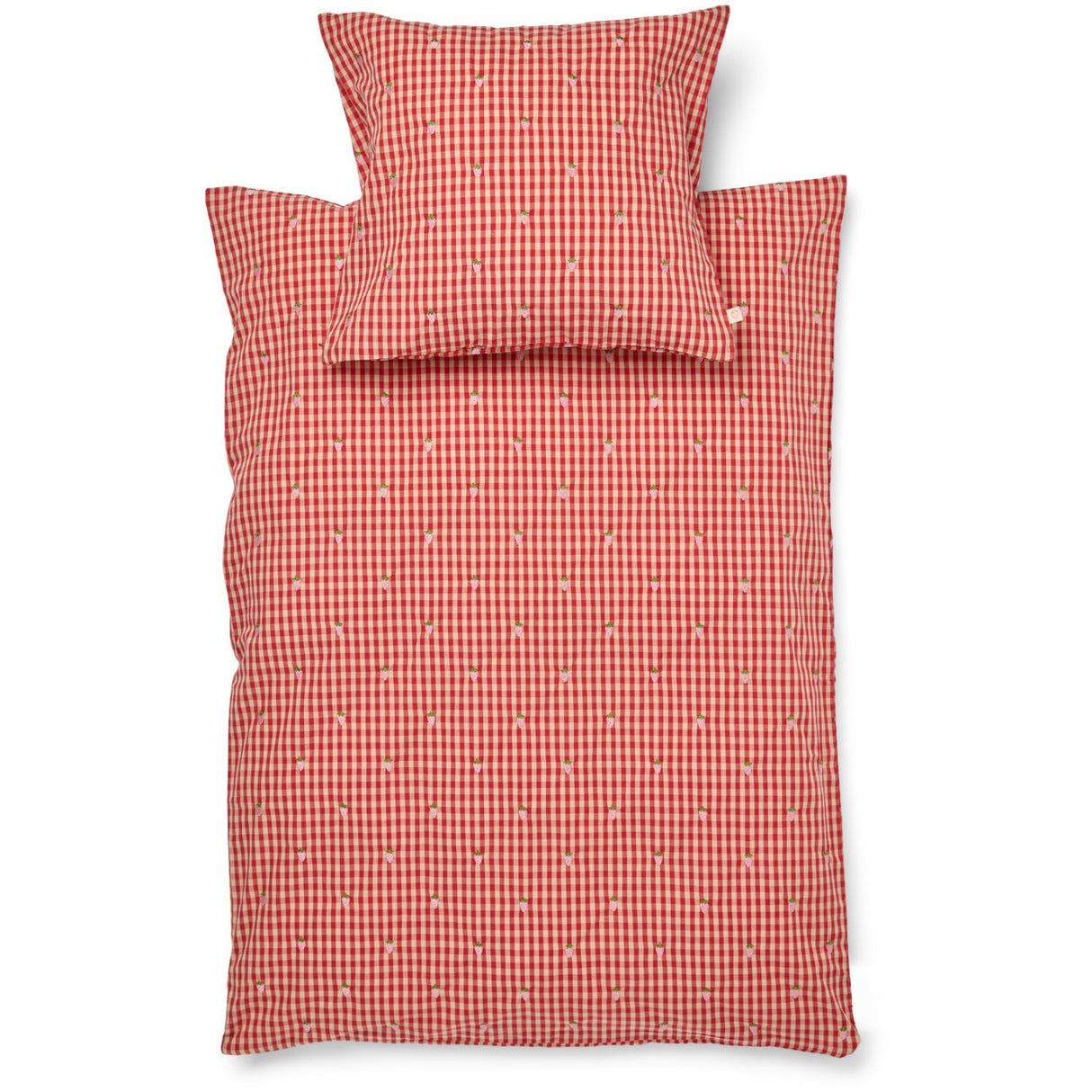 Flöss Red-pink Berry Gingham Molly Pineberry Duvet + Pillow