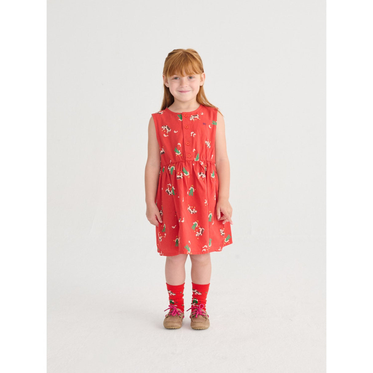 Bobo Choses Red Farm Adventure All Over Woven Dress