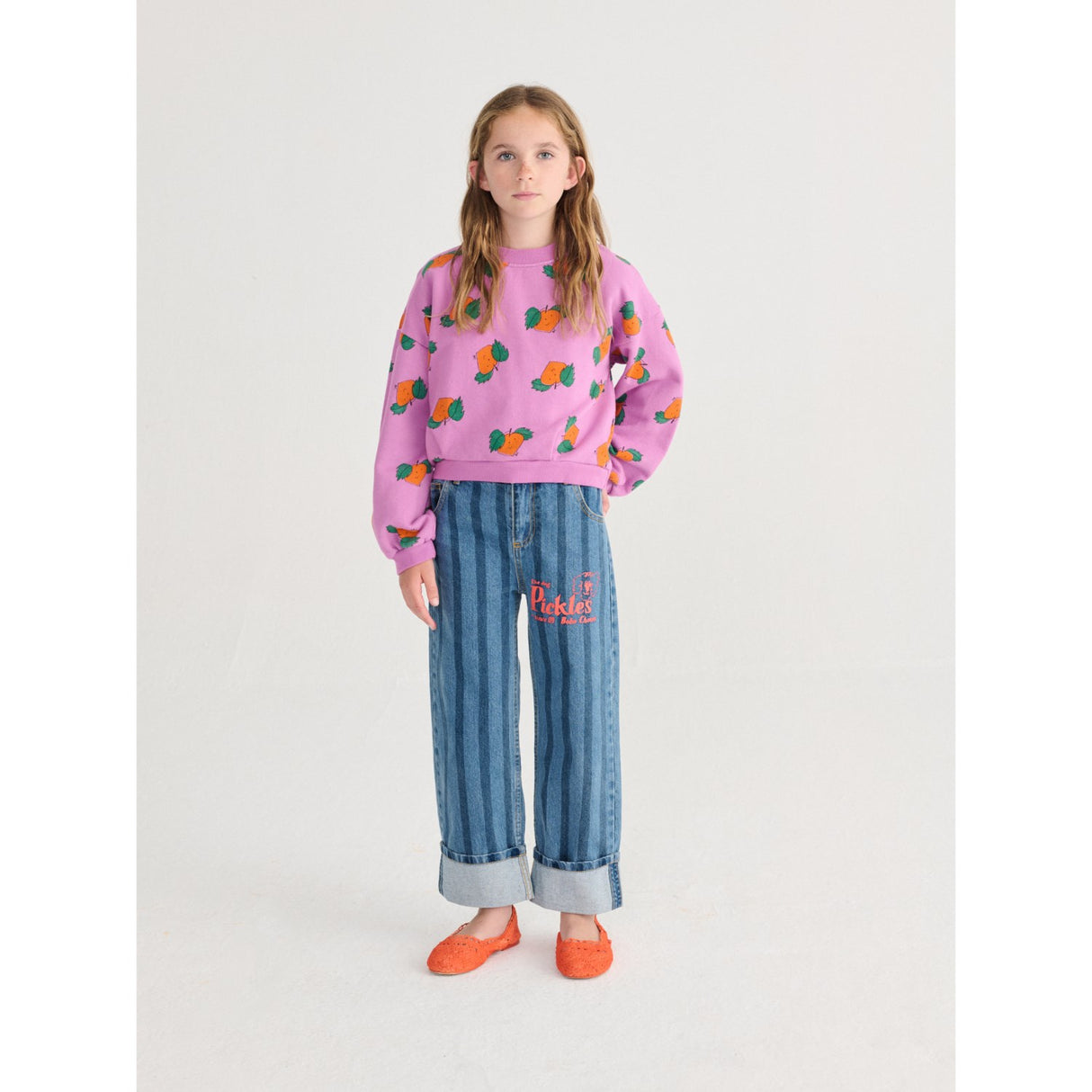 Bobo Choses Purple Tangerine All Over Cropped Sweatshirt