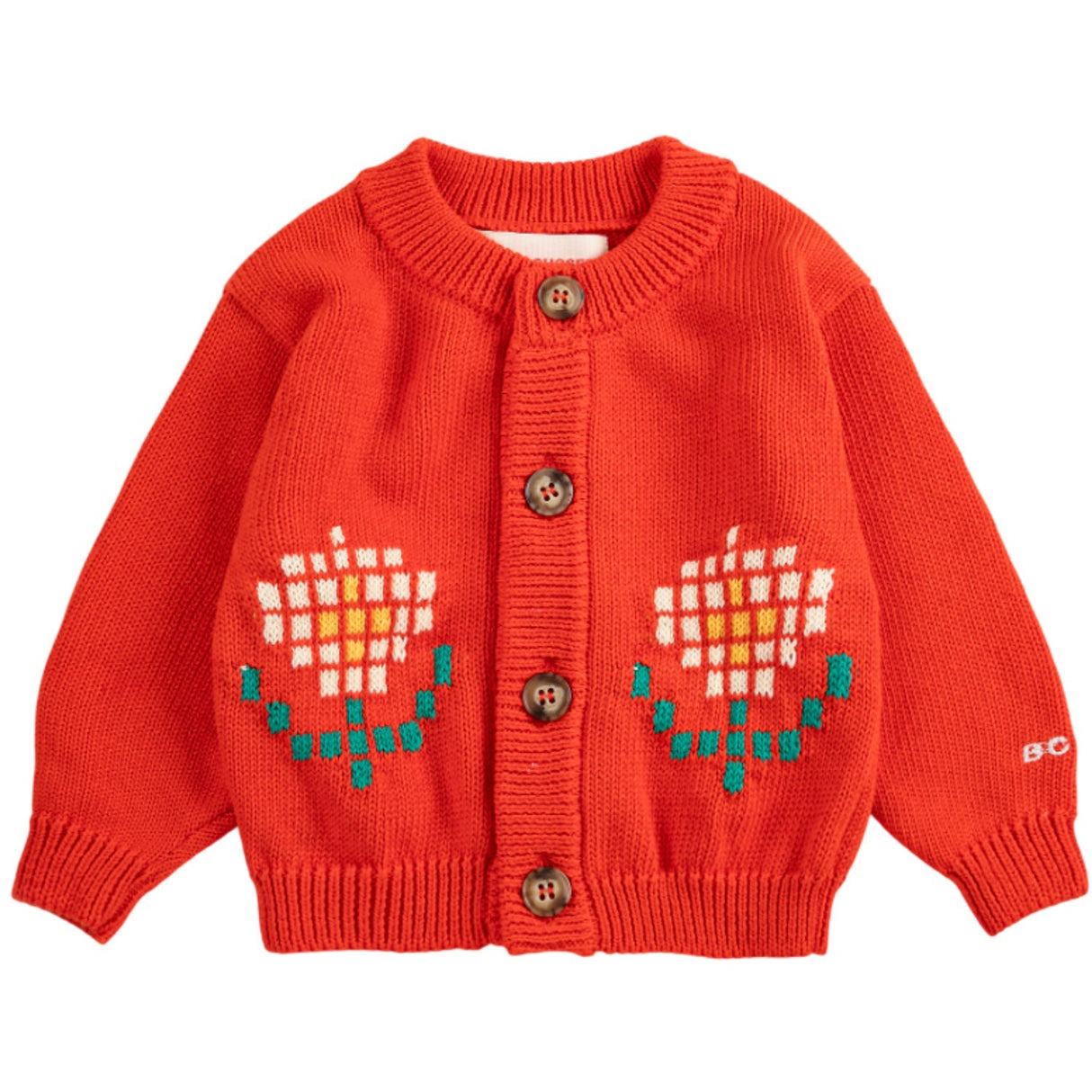 Bobo Choses Red Pixel Daisy Cardigan