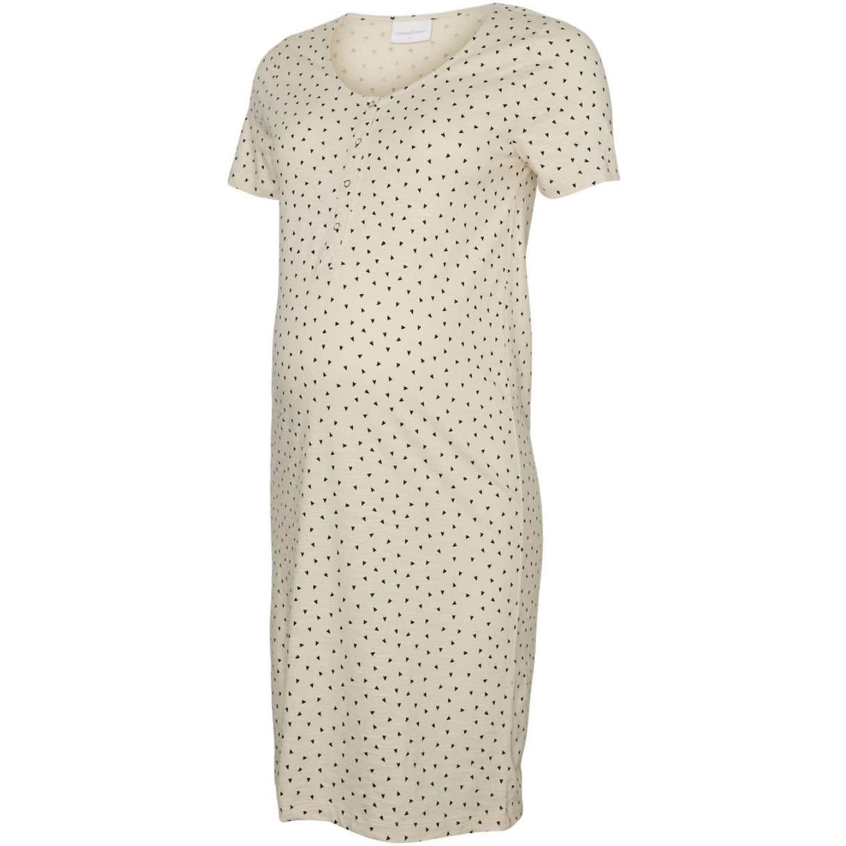 Mama;licious Birch Small Black Hearts Mlmira Aop Jrs Nightgown 2F A. E. Noos