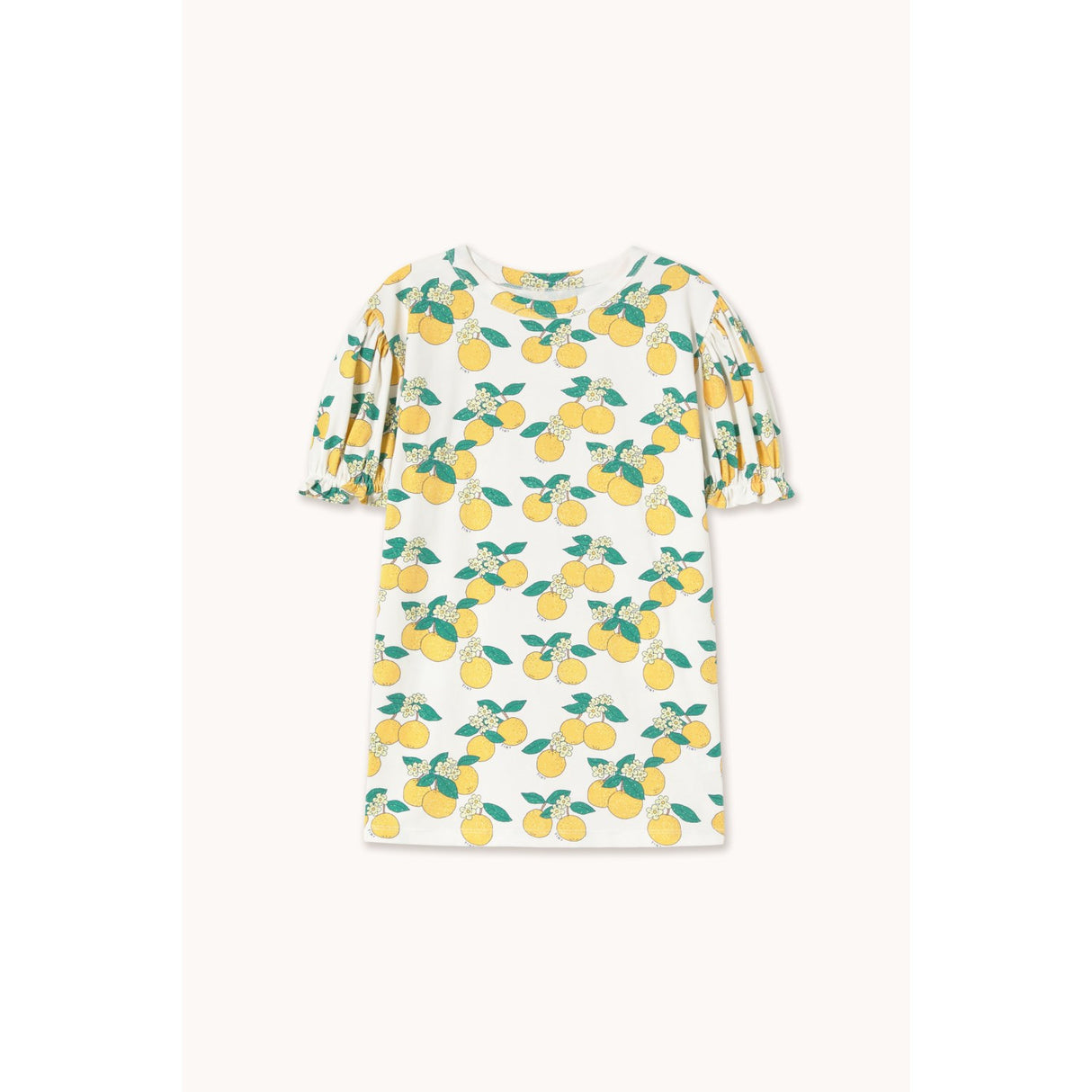 TinyCottons Off-White Oranges Puff Sleeve Dress