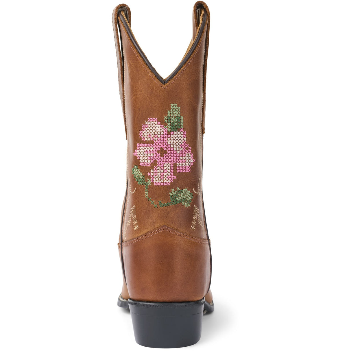 COPENHAGEN COLORS Cognac Leather Limited Cowboy Boot High - Brown Flower