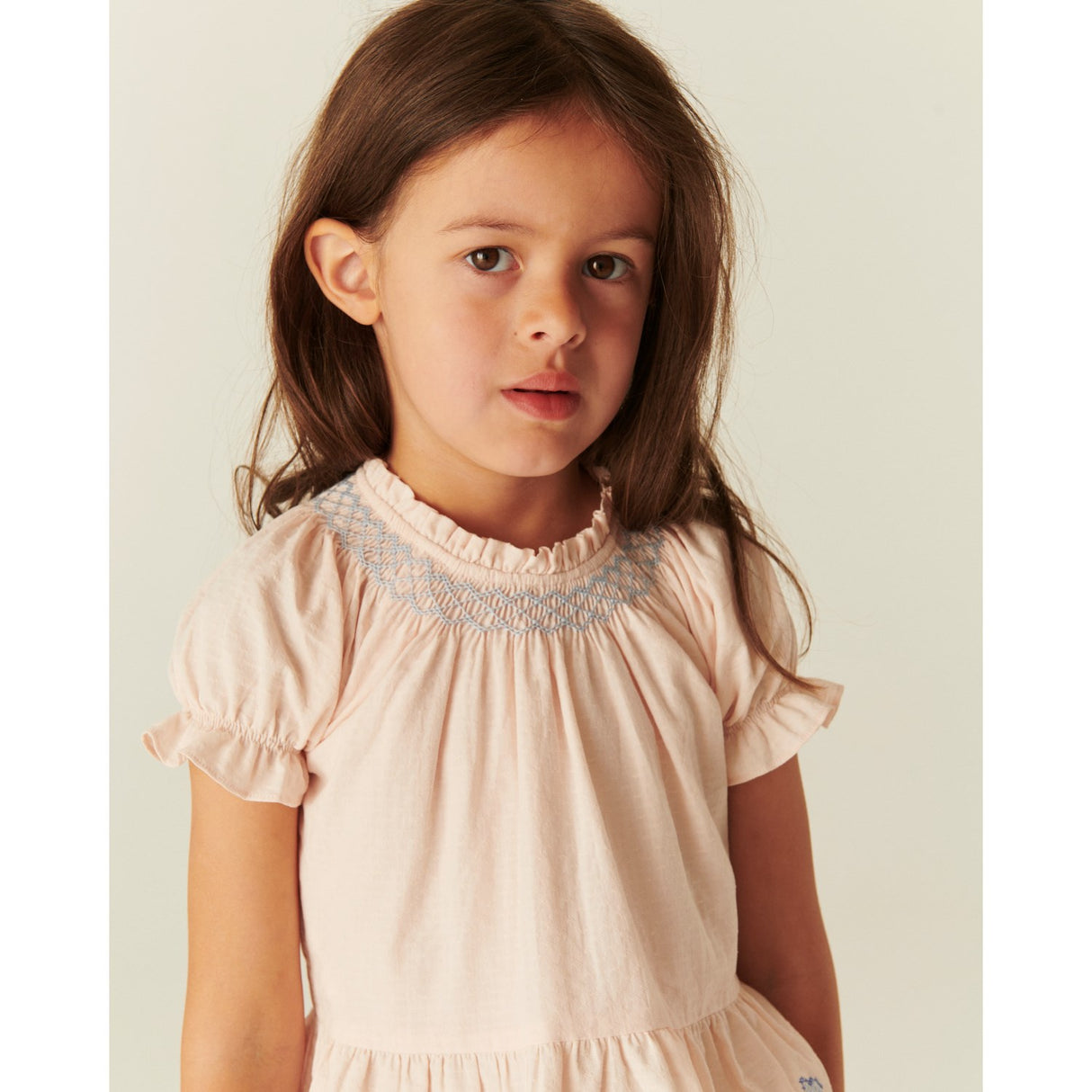 COPENHAGEN COLORS Dusty Rose Comb. Blouse W. Smock W. Emb.