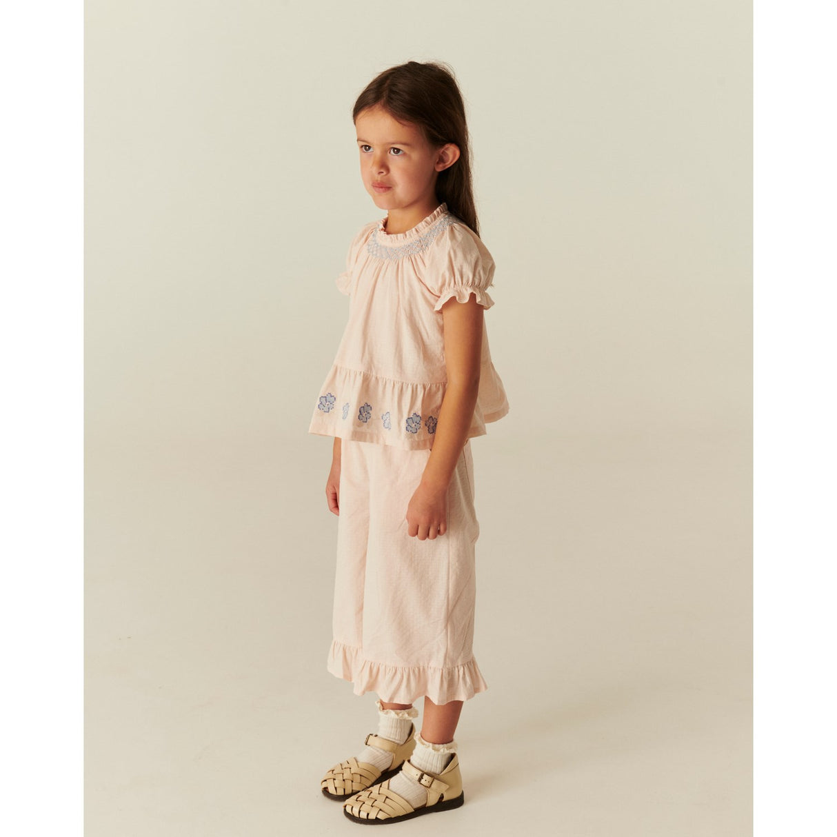 COPENHAGEN COLORS Dusty Rose Comb. Blouse W. Smock W. Emb.