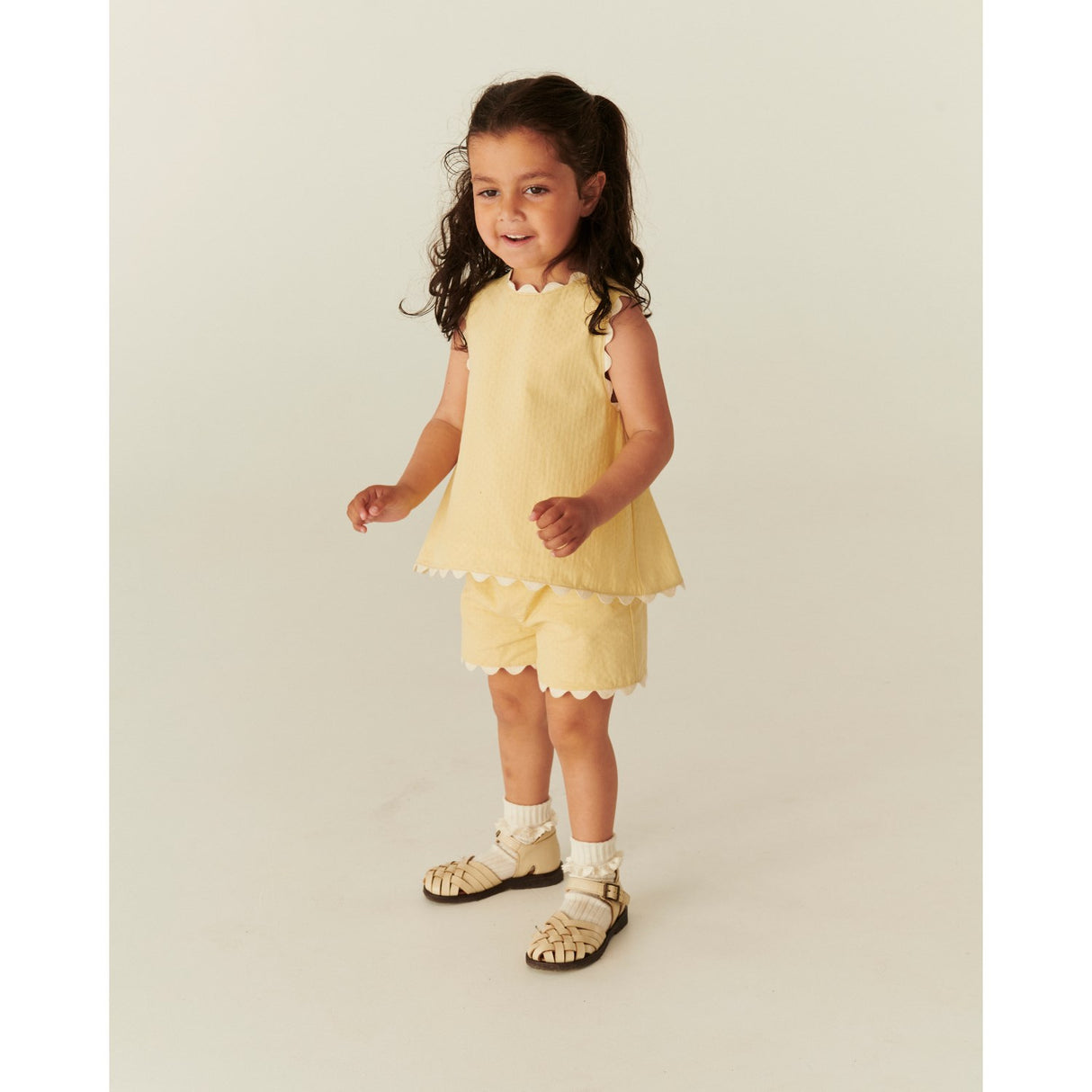 COPENHAGEN COLORS Pale Yellow Comb. Deco Top & Shorts Set