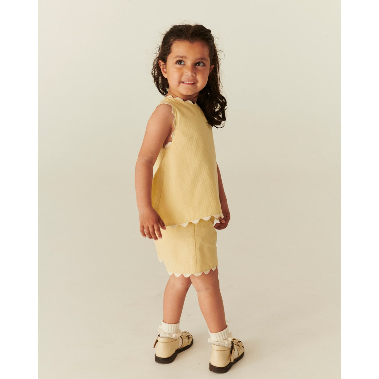 COPENHAGEN COLORS Pale Yellow Comb. Deco Top & Shorts Set
