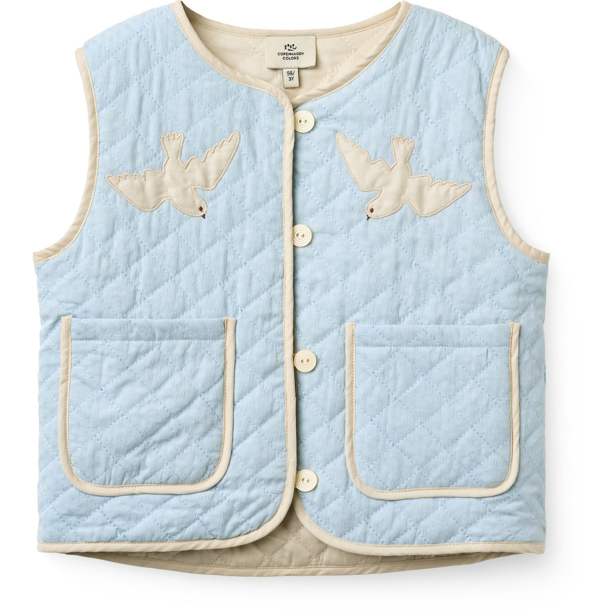 COPENHAGEN COLORS Lt. Blue Comb. Quilted Vest