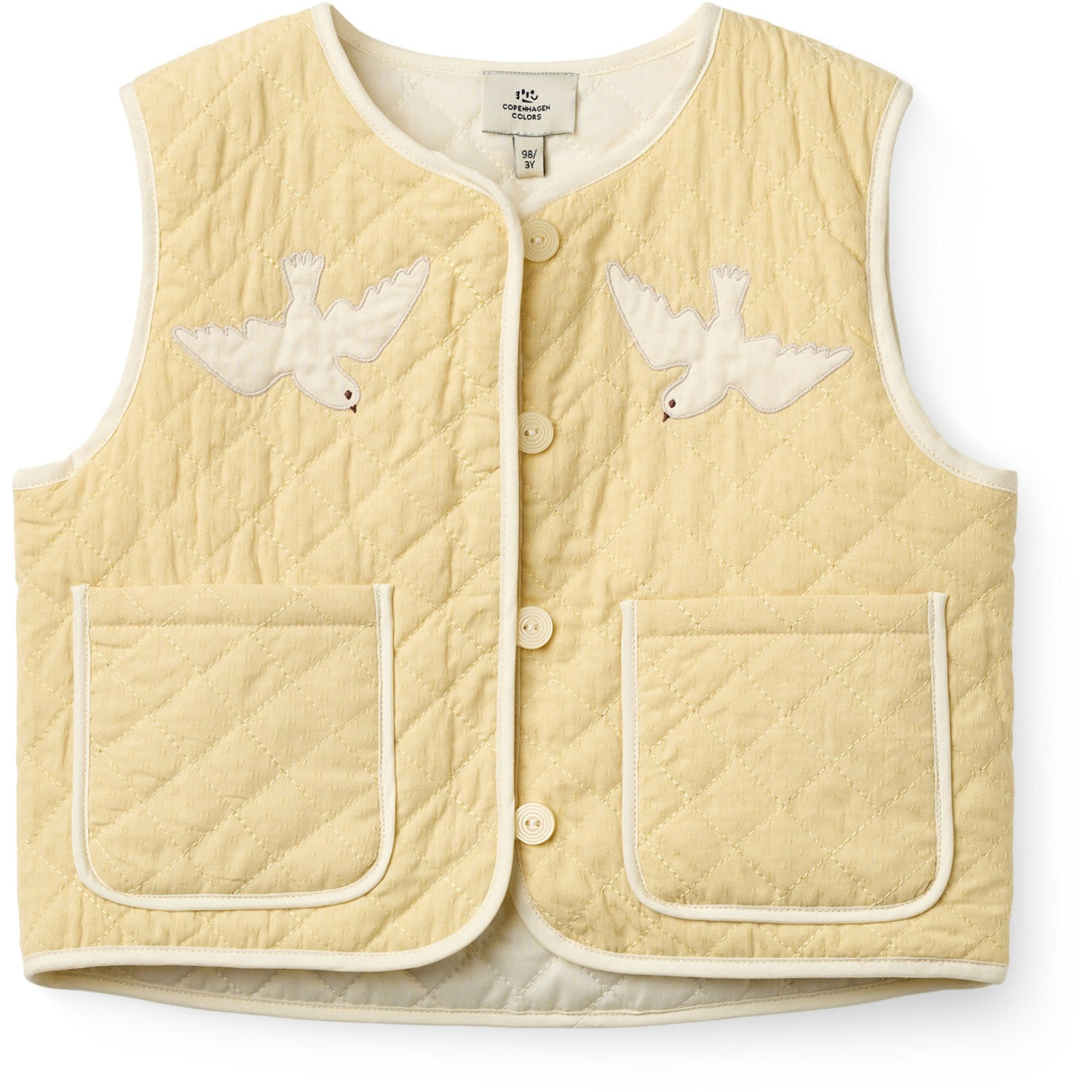 COPENHAGEN COLORS Pale Yellow Comb. Quilted Vest