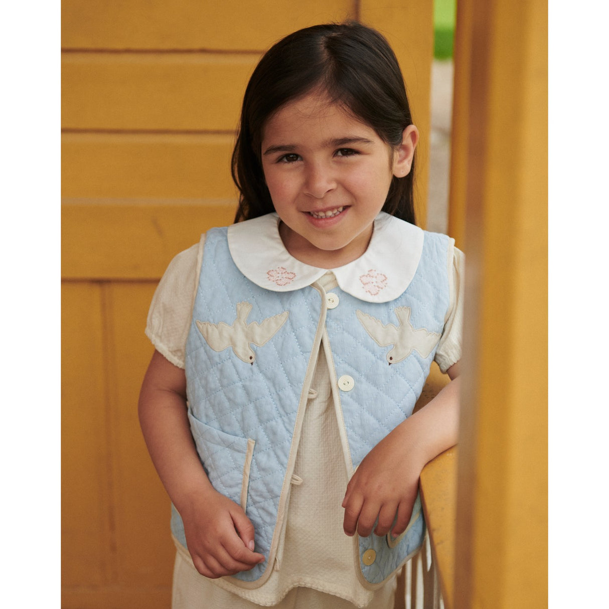 COPENHAGEN COLORS Lt. Blue Comb. Quilted Vest