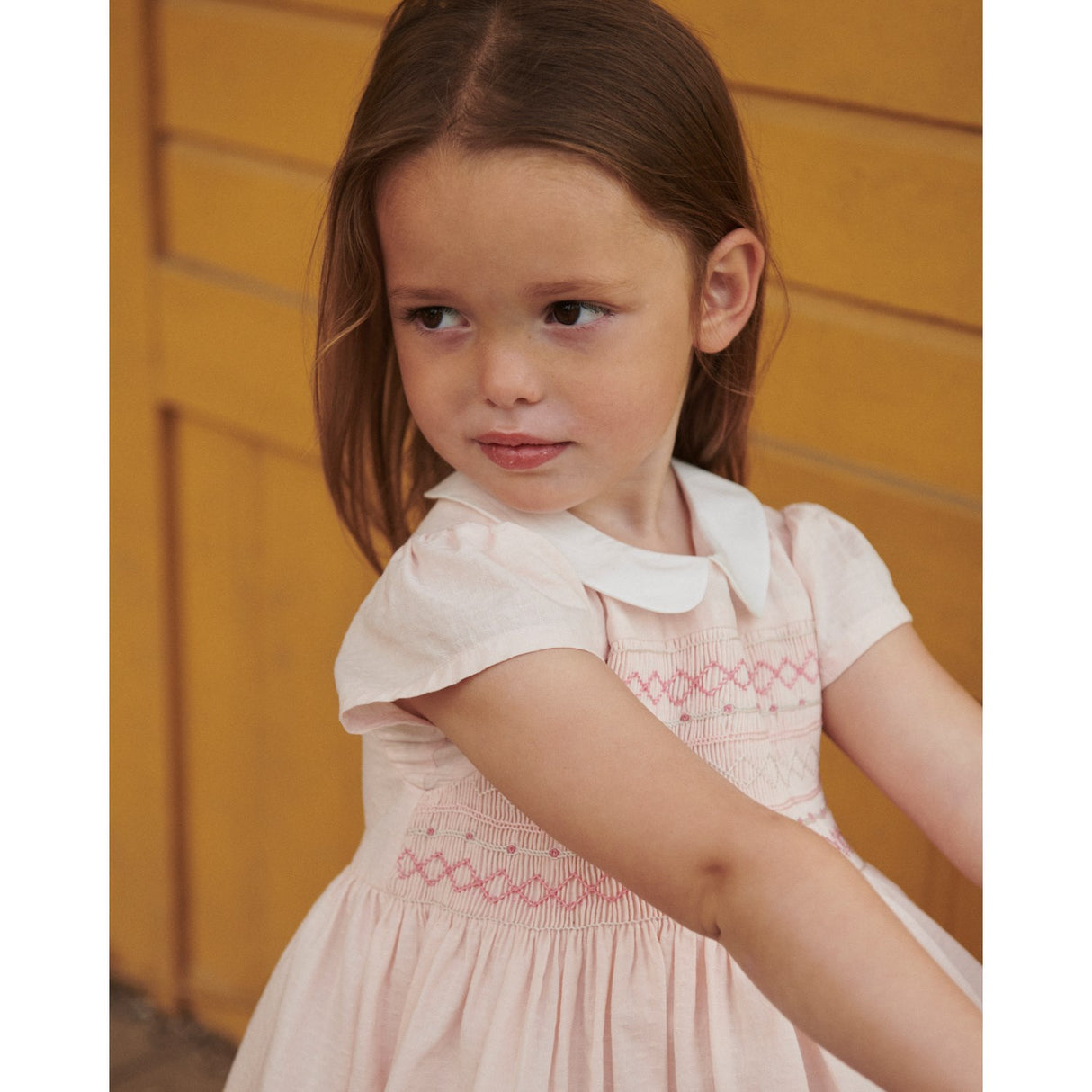 COPENHAGEN COLORS Dusty Rose Comb. Smock Dress W. Emb.