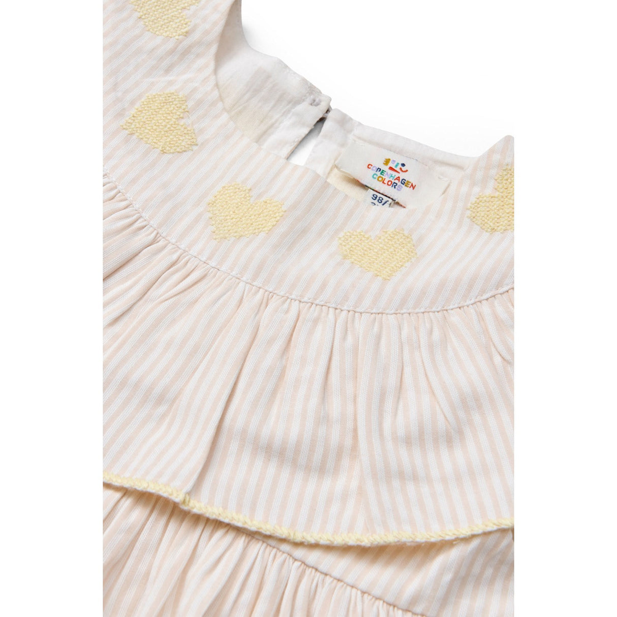 COPENHAGEN COLORS Dusty Rose W Cream Stripe W Yellow Seersucker Dress W. Heart