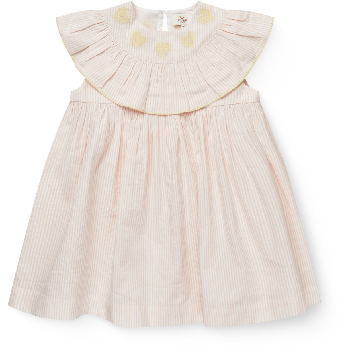 COPENHAGEN COLORS Dusty Rose W Cream Stripe W Yellow Seersucker Dress W. Heart