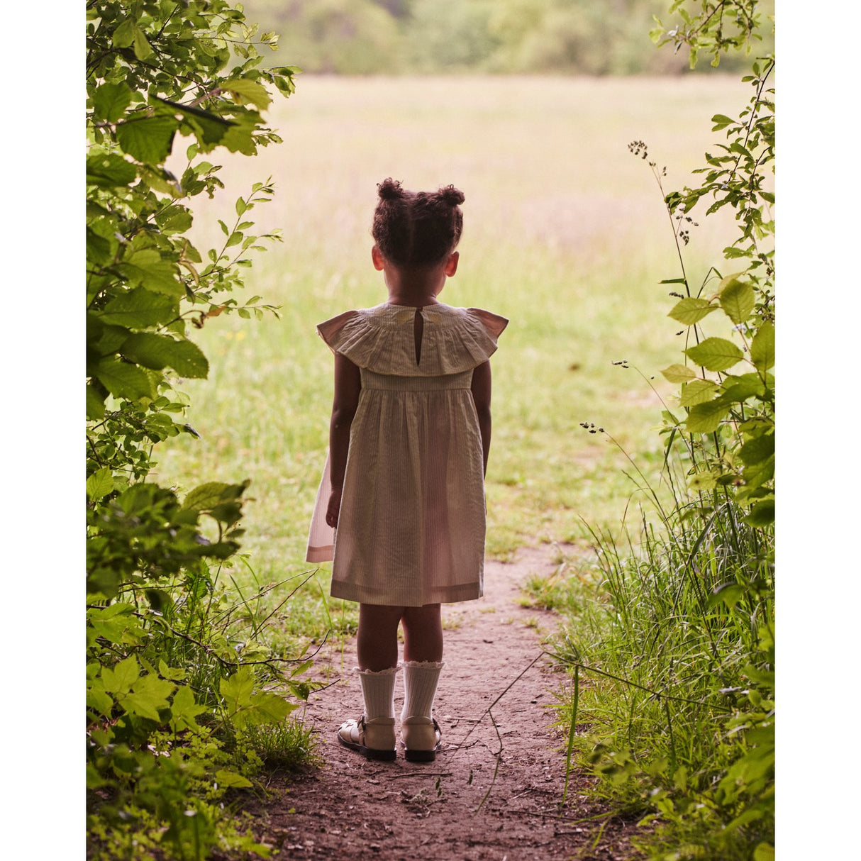 COPENHAGEN COLORS Dusty Rose W Cream Stripe W Yellow Seersucker Dress W. Heart