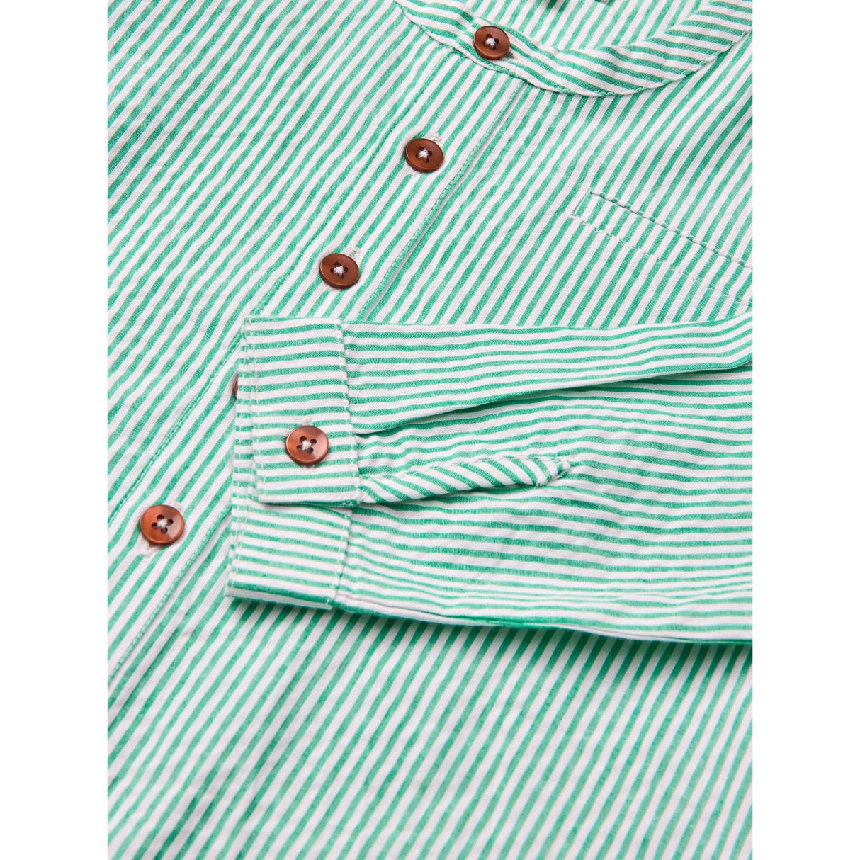 COPENHAGEN COLORS Sharp Green W Cream Stripe Seersucker Shirt W. Placket