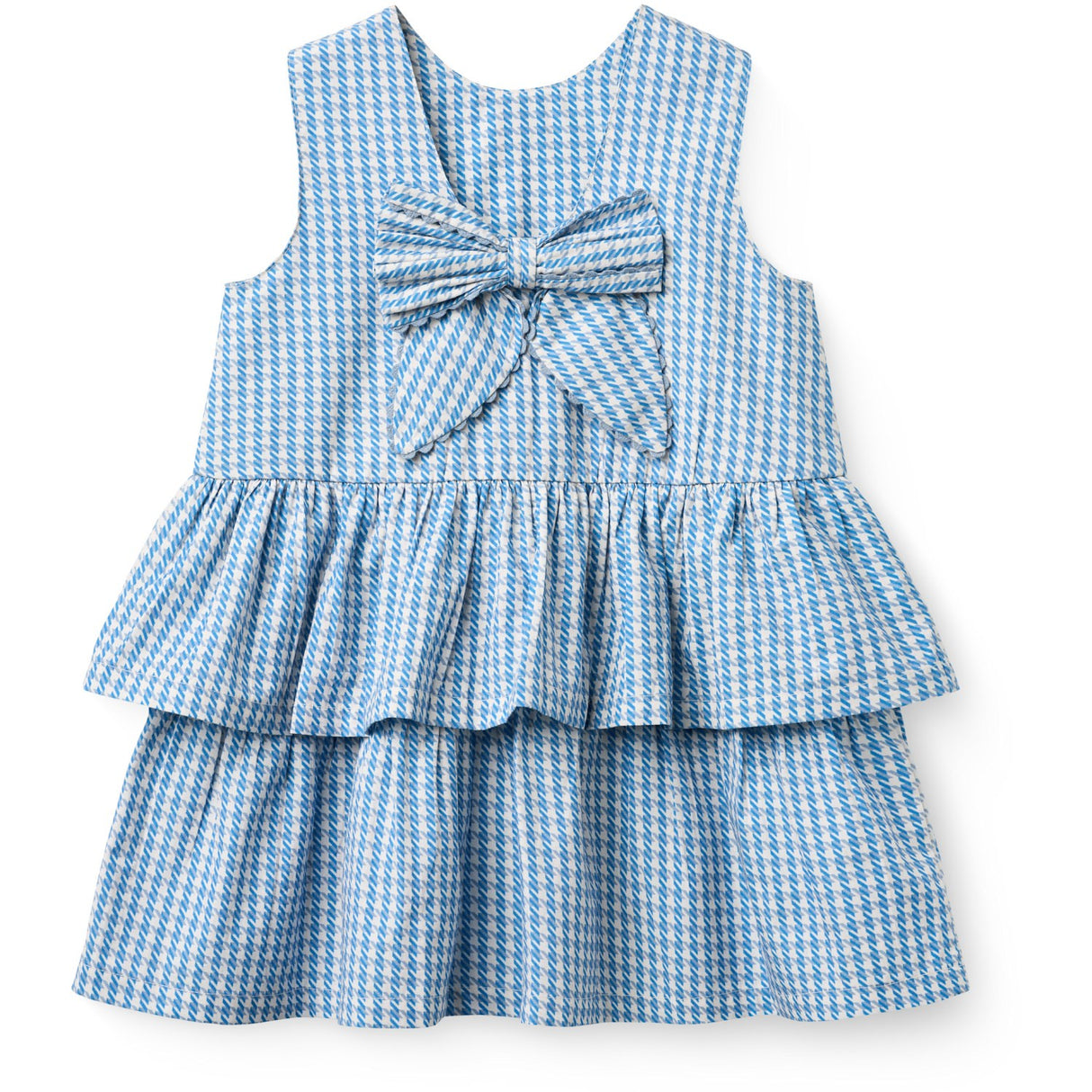 COPENHAGEN COLORS Blue Houndstooth Mini Houndstooth Dress W. Bow