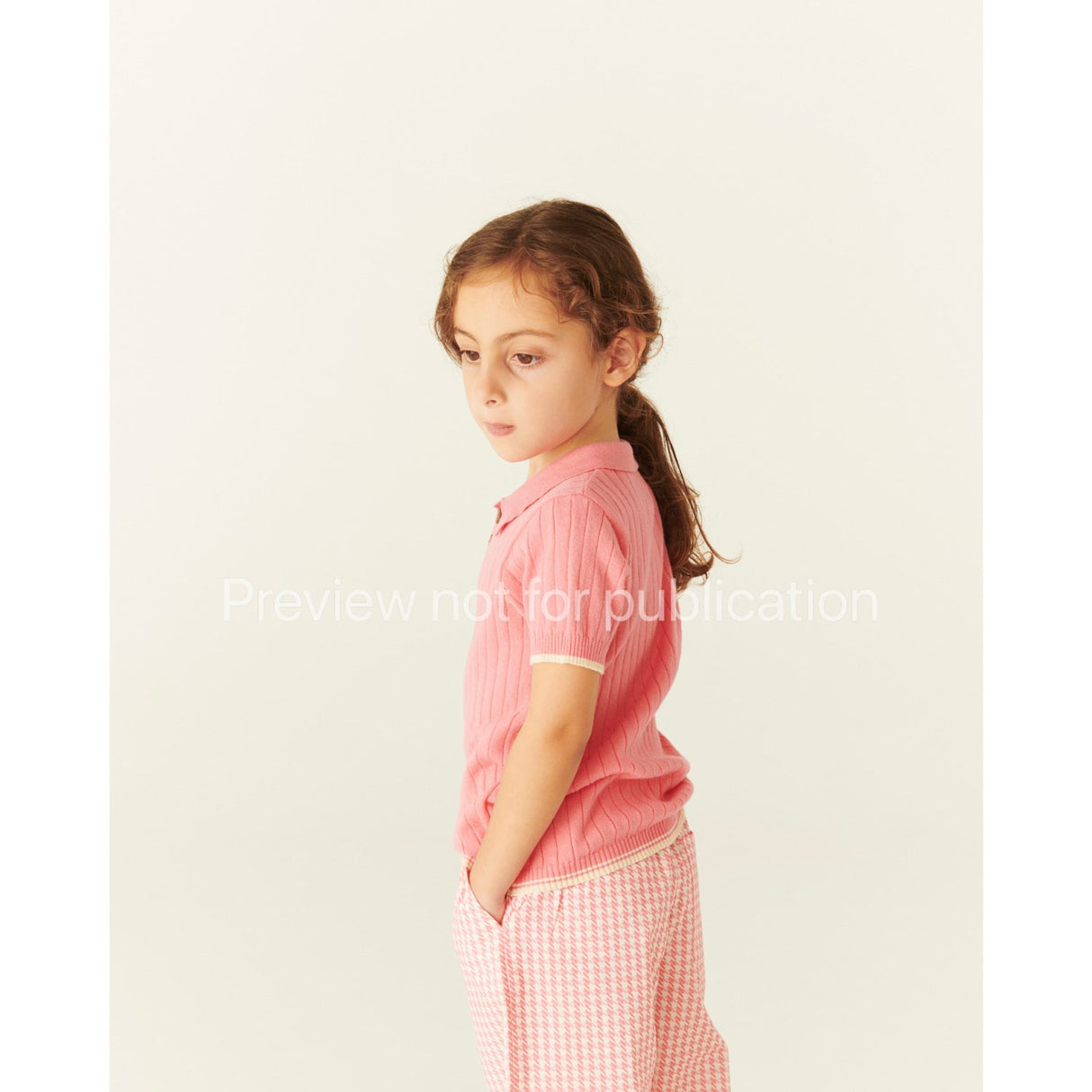 COPENHAGEN COLORS Pink Houndstooth Mini Houndstooth Pants