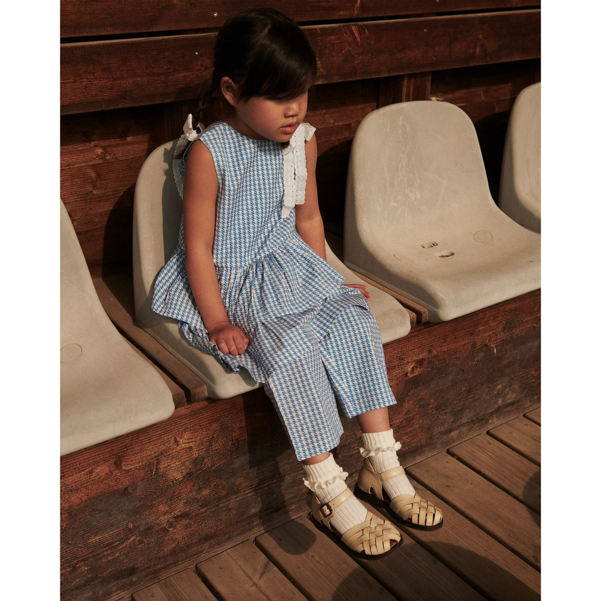 COPENHAGEN COLORS Blue Houndstooth Mini Houndstooth Pants