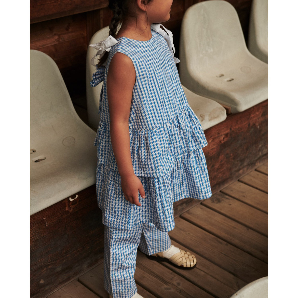 COPENHAGEN COLORS Blue Houndstooth Mini Houndstooth Pants