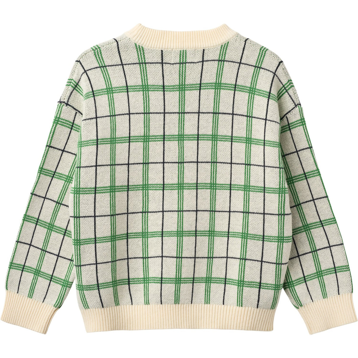 COPENHAGEN COLORS Green Comb. Knitted Jacquard Check Blouse
