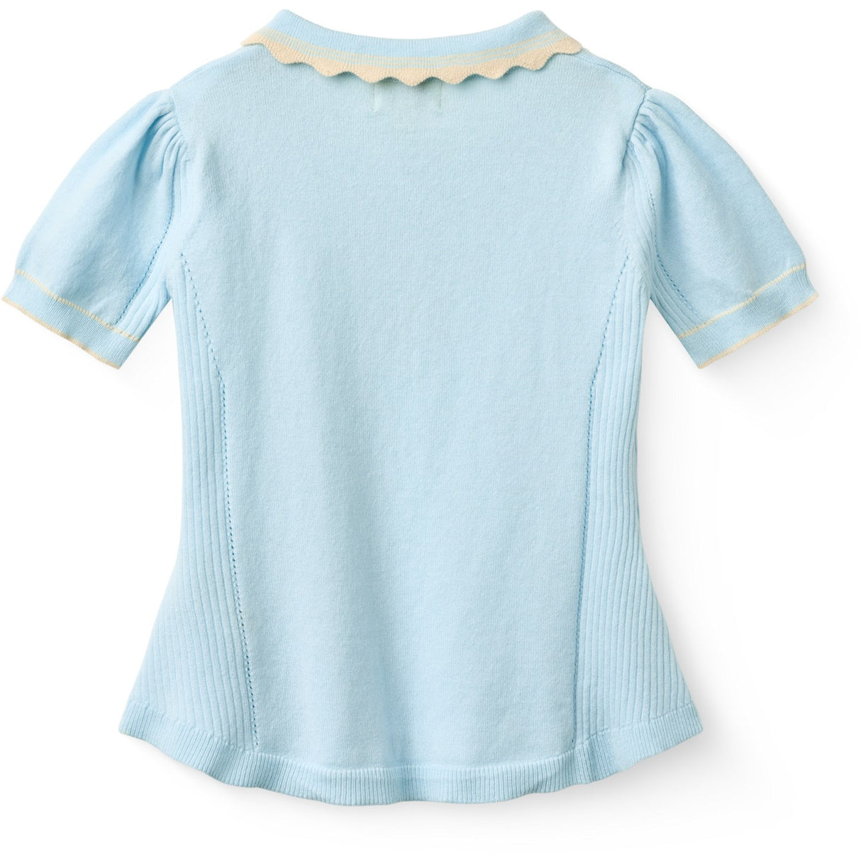 COPENHAGEN COLORS Ice Blue/Cream Comb. Knitted Peplum Blouse
