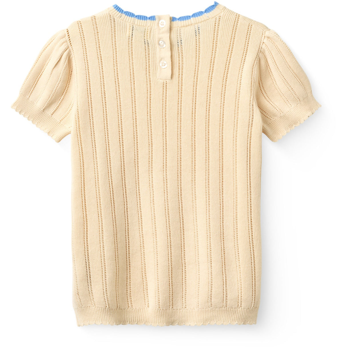 COPENHAGEN COLORS Cream Knitted Pointelle Ss Blouse