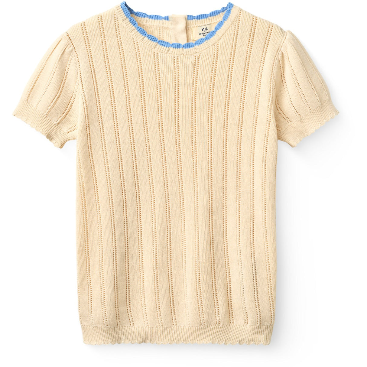 COPENHAGEN COLORS Cream Knitted Pointelle Ss Blouse