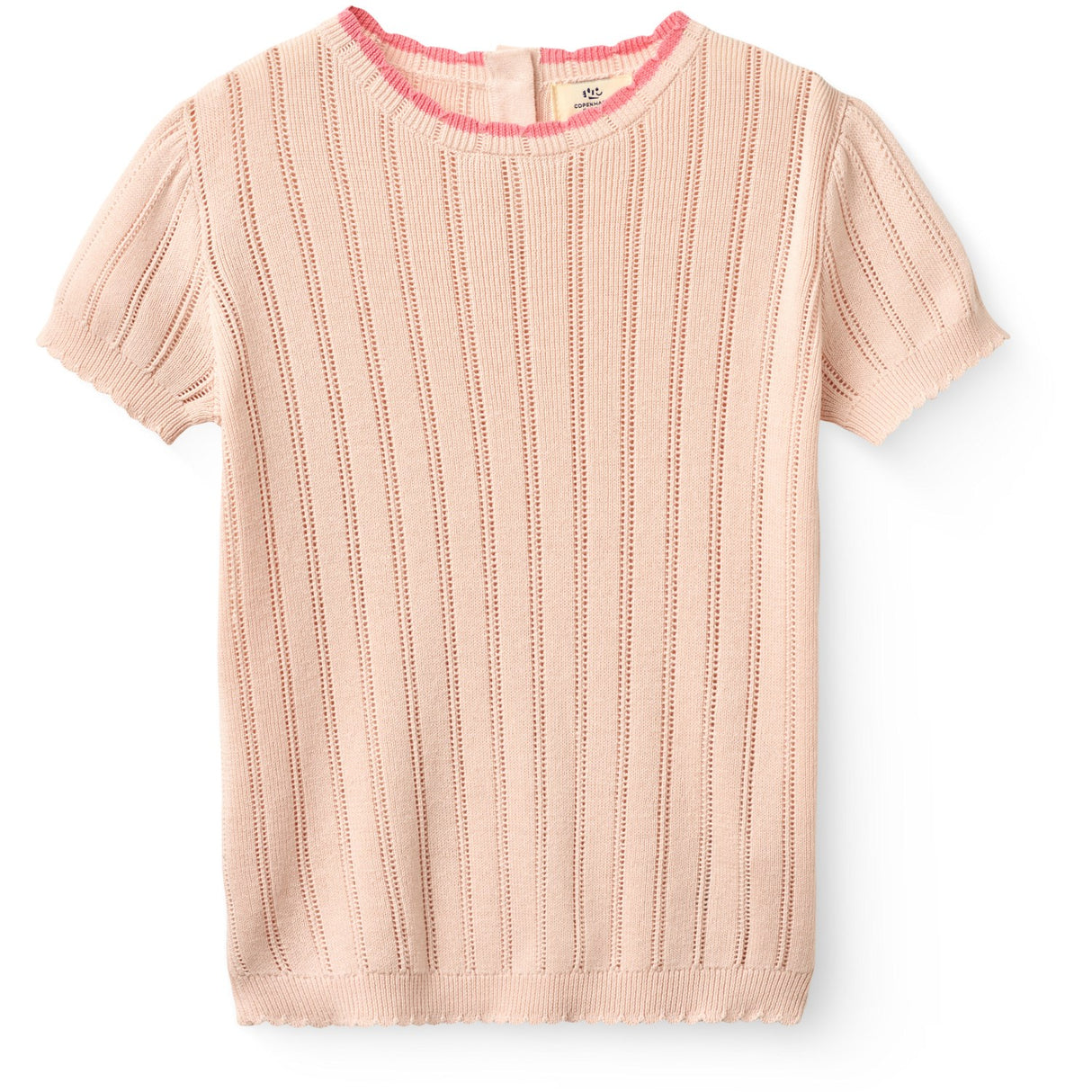 COPENHAGEN COLORS Dusty Rose Knitted Pointelle Ss Blouse