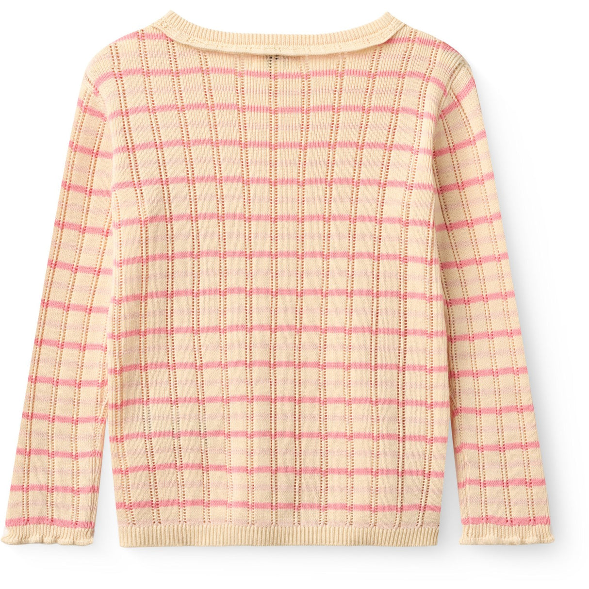 COPENHAGEN COLORS Pink Comb. Knitted Stripe Pointelle Ls Blouse