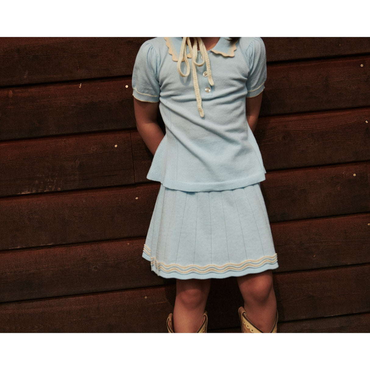 COPENHAGEN COLORS Ice Blue/Cream Comb. Knitted Tennis Skirt