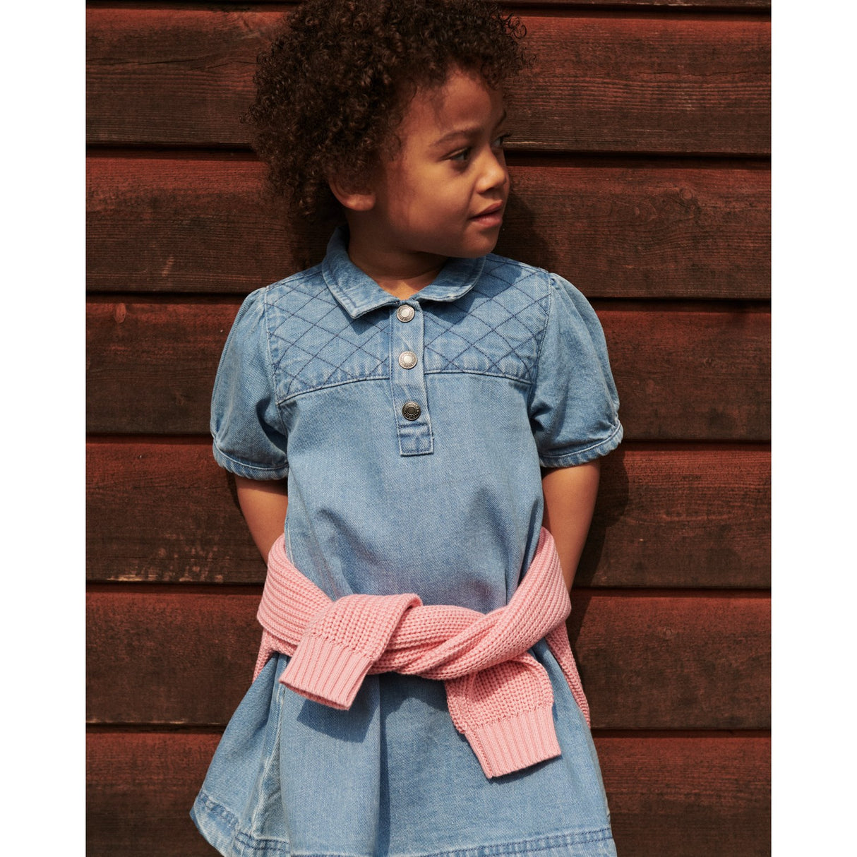 COPENHAGEN COLORS Lt. Washed Blue Quilt Organic Quilted Denim Dress